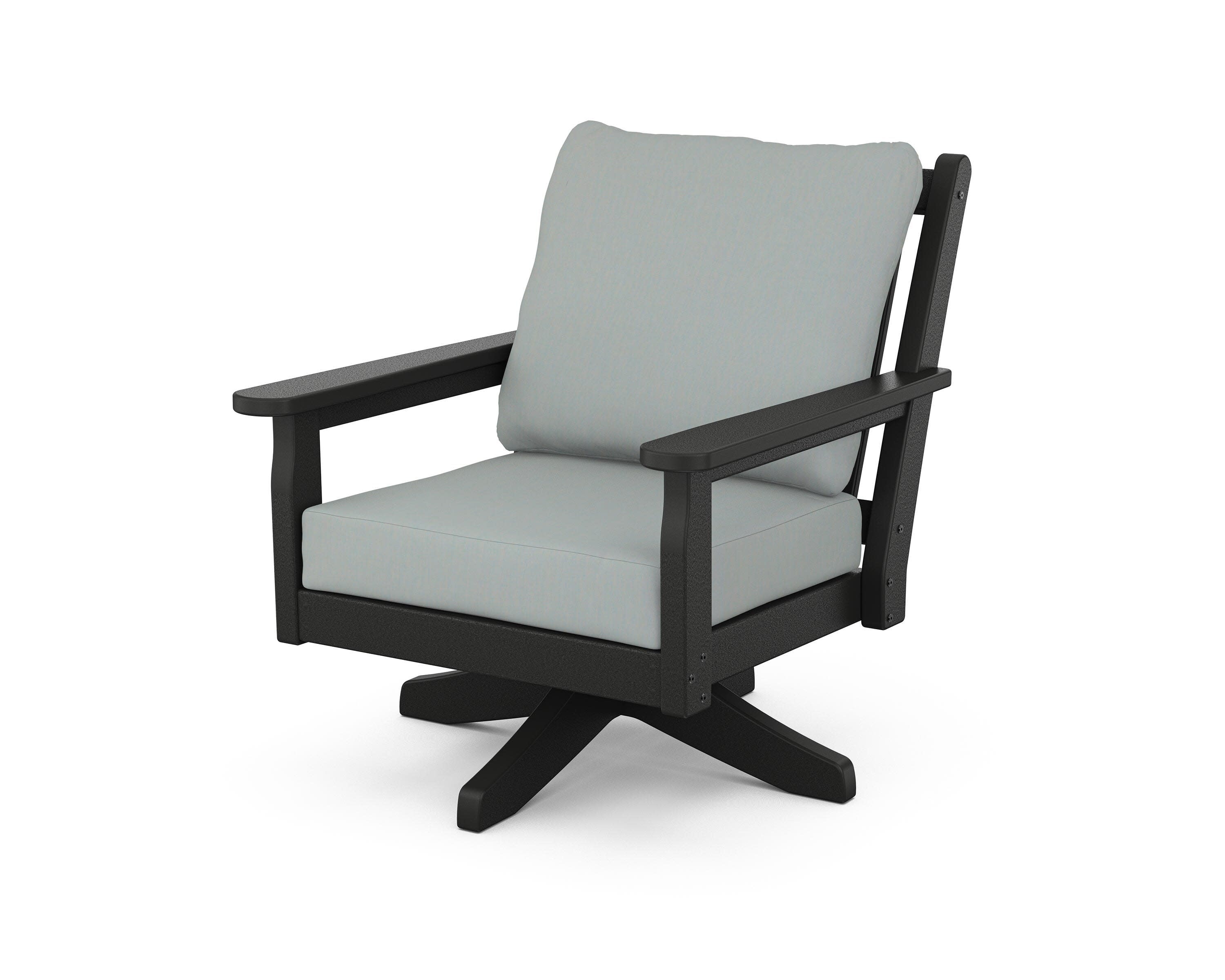 Chippendale Deep Seating Swivel Chair in Black / Spa