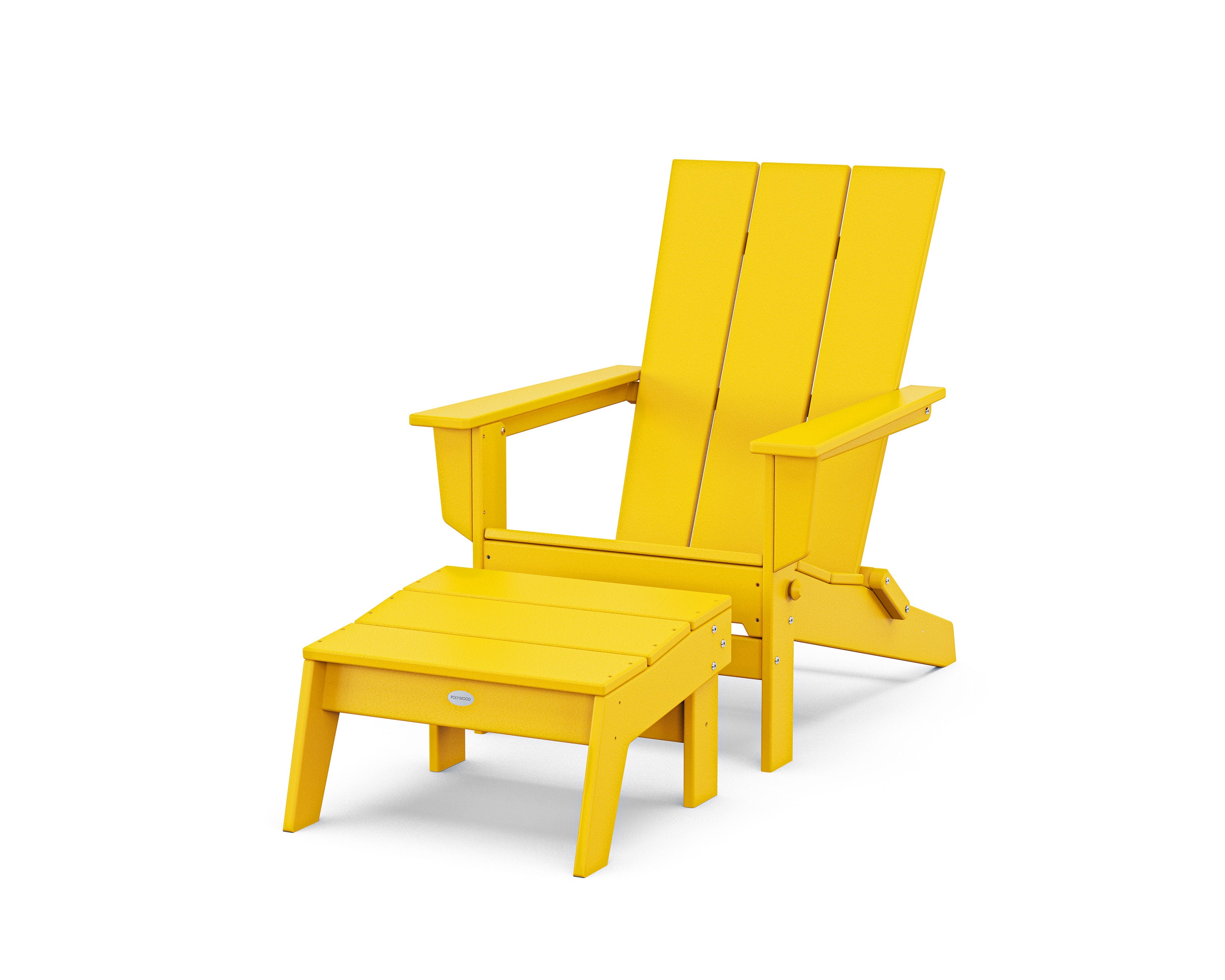 Modern Studio Folding Adirondack Chair with Ottoman in Lemon