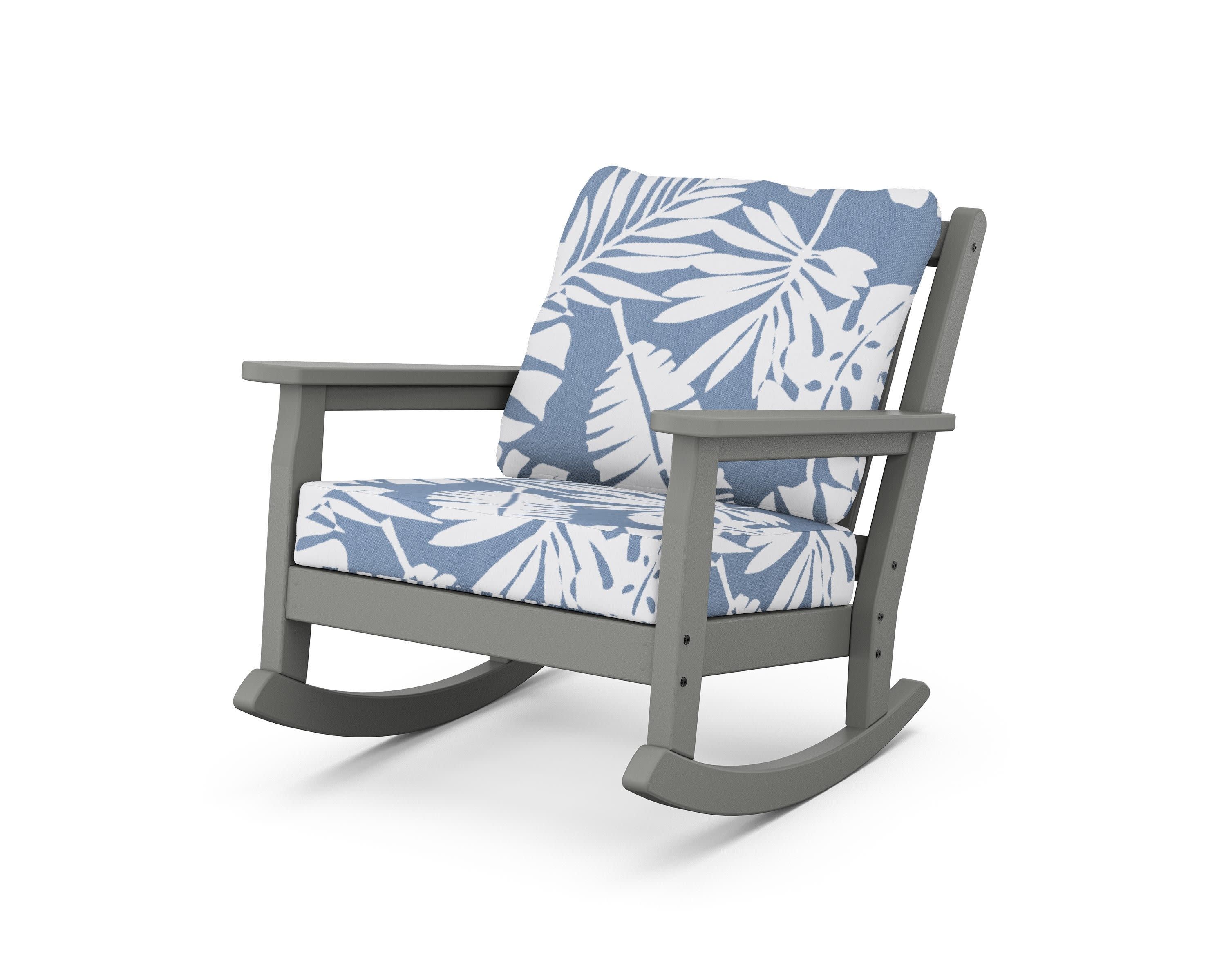Chippendale Deep Seating Rocking Chair in Slate Grey / Leaf Sky Blue