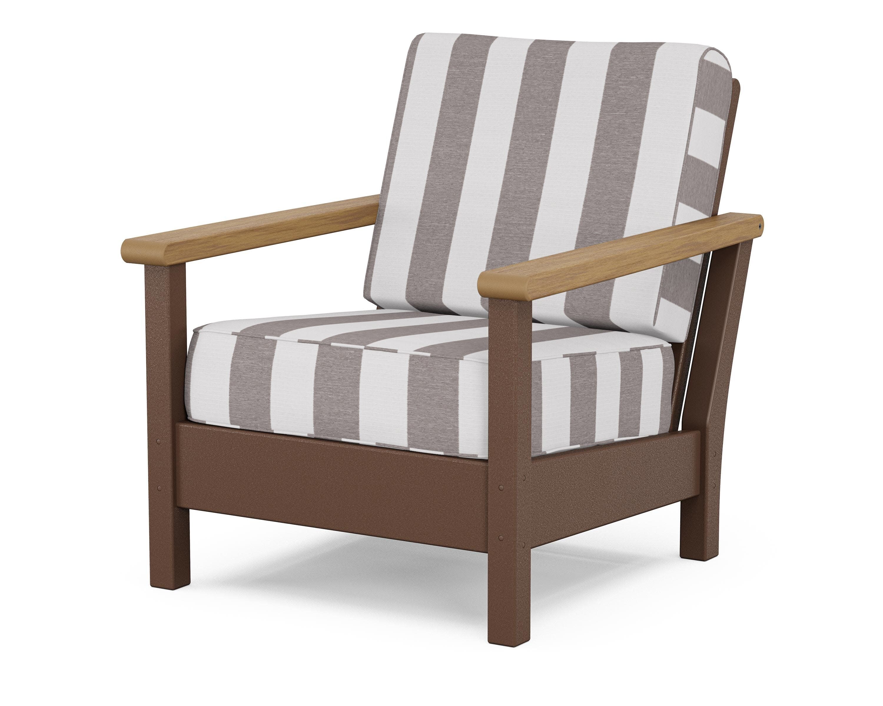 Harbour Deep Seating Chair in Mahogany / Natural / Cabana Stripe Grey Mist