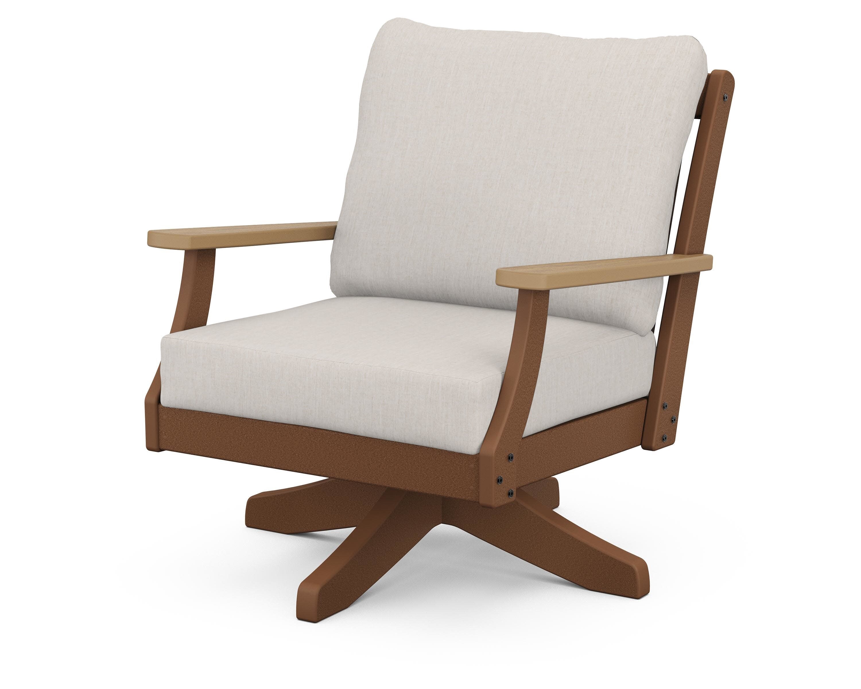 Braxton Deep Seating Swivel Chair in Teak / Natural / Cast Ash