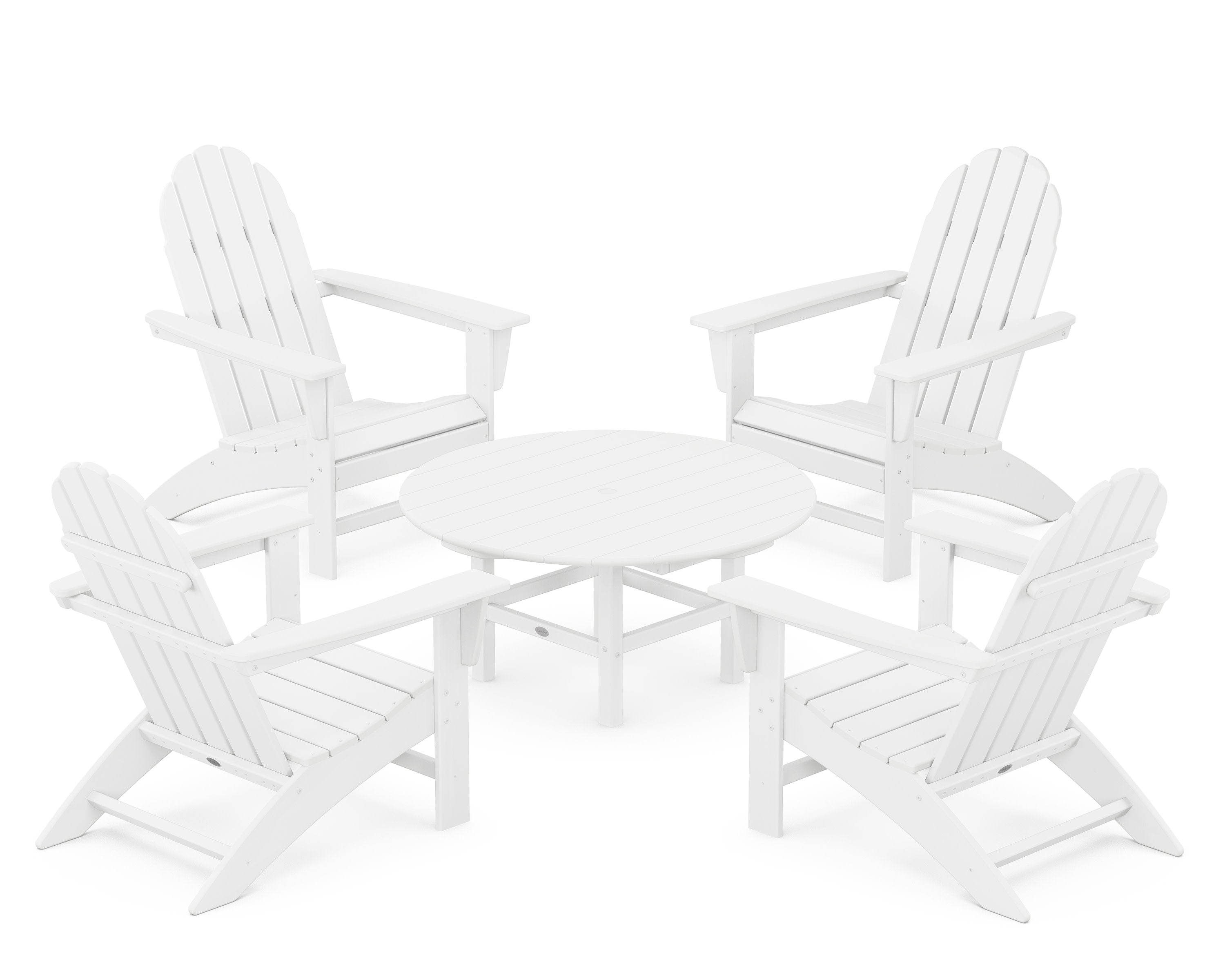 Vineyard 5-Piece Adirondack Chair Conversation Set in White