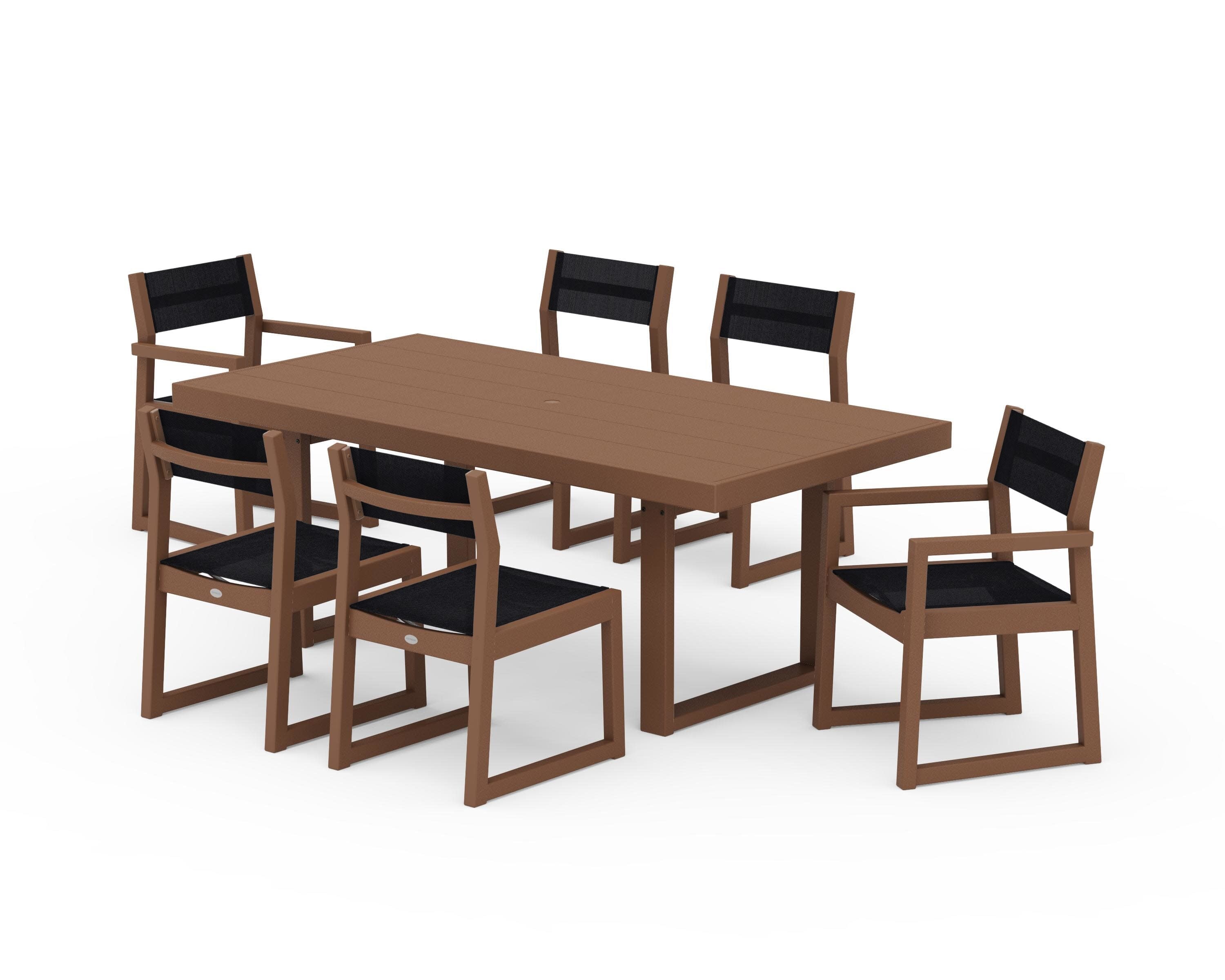 EDGE Sling 7-Piece Dining Set in Teak / Black Sling