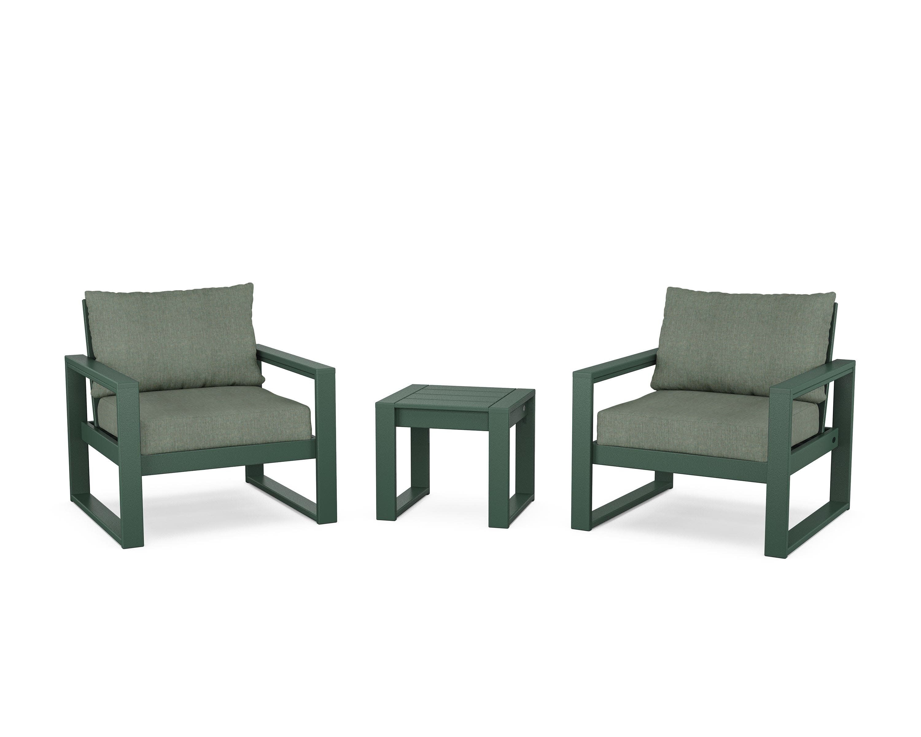 EDGE Sectional 3-Piece Deep Seating Set in Green / Cast Sage