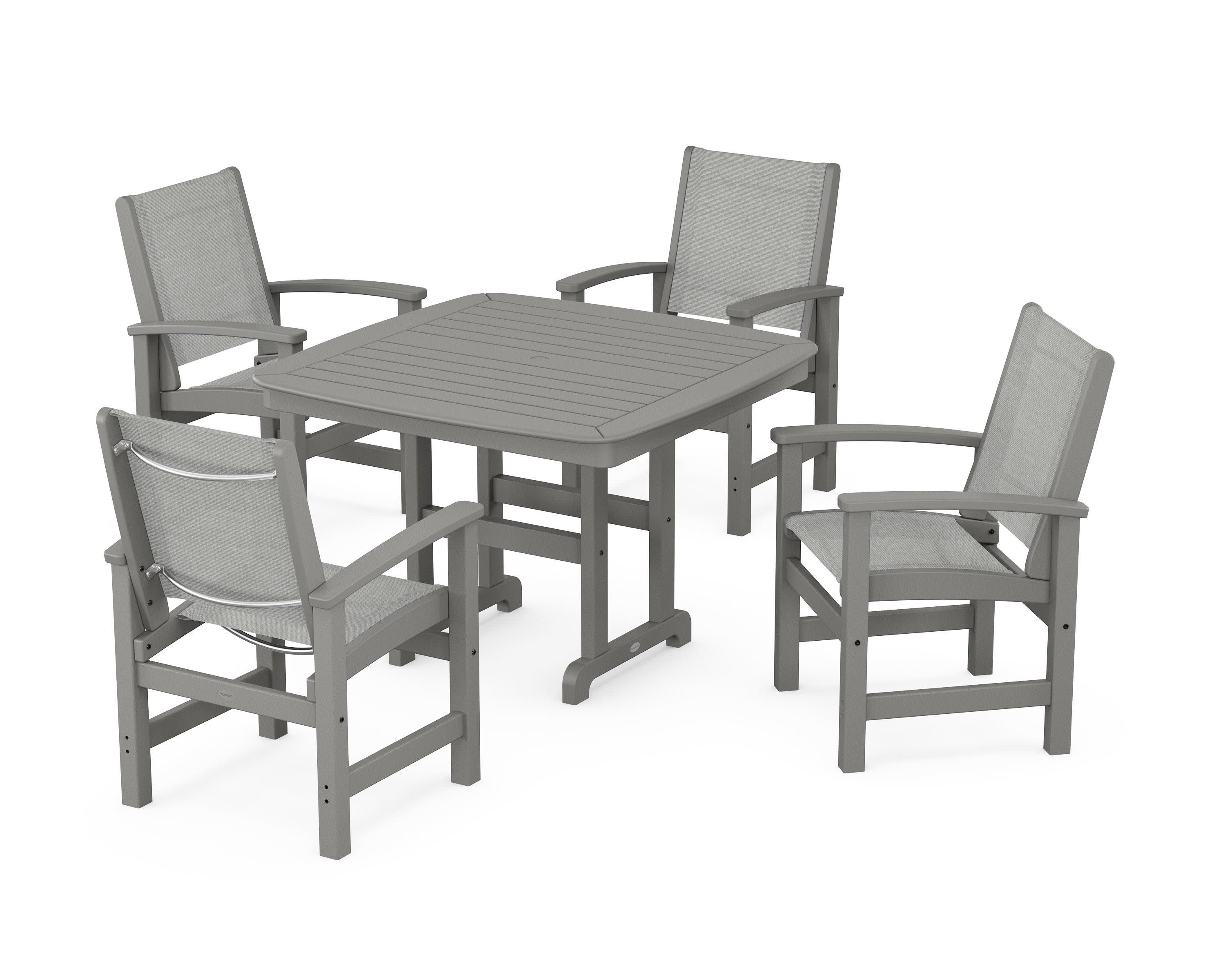 Coastal 5-Piece Dining Set in Slate Grey / Metallic Sling
