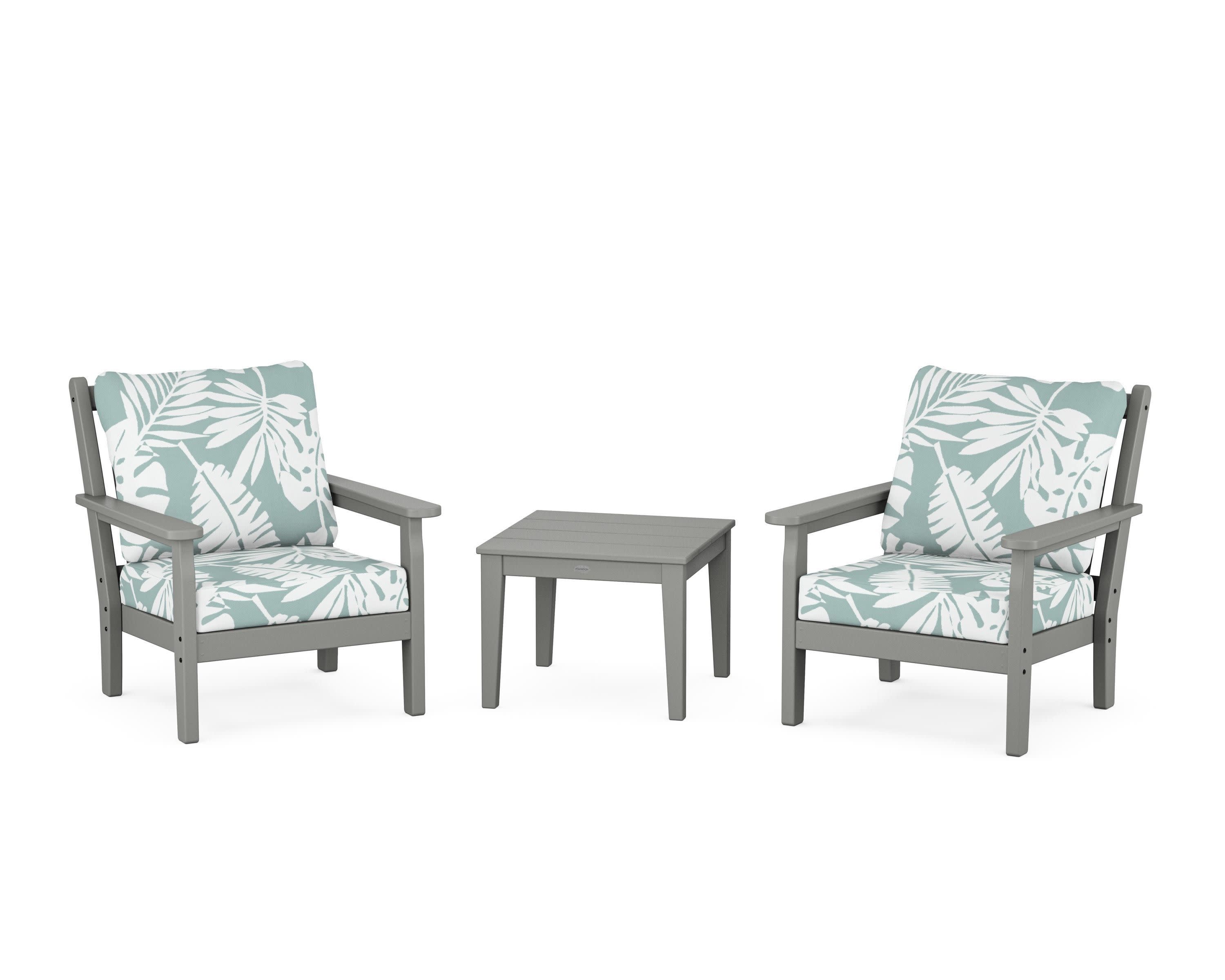 Chippendale 3-Piece Deep Seating Set in Slate Grey / Leaf Glacier Spa