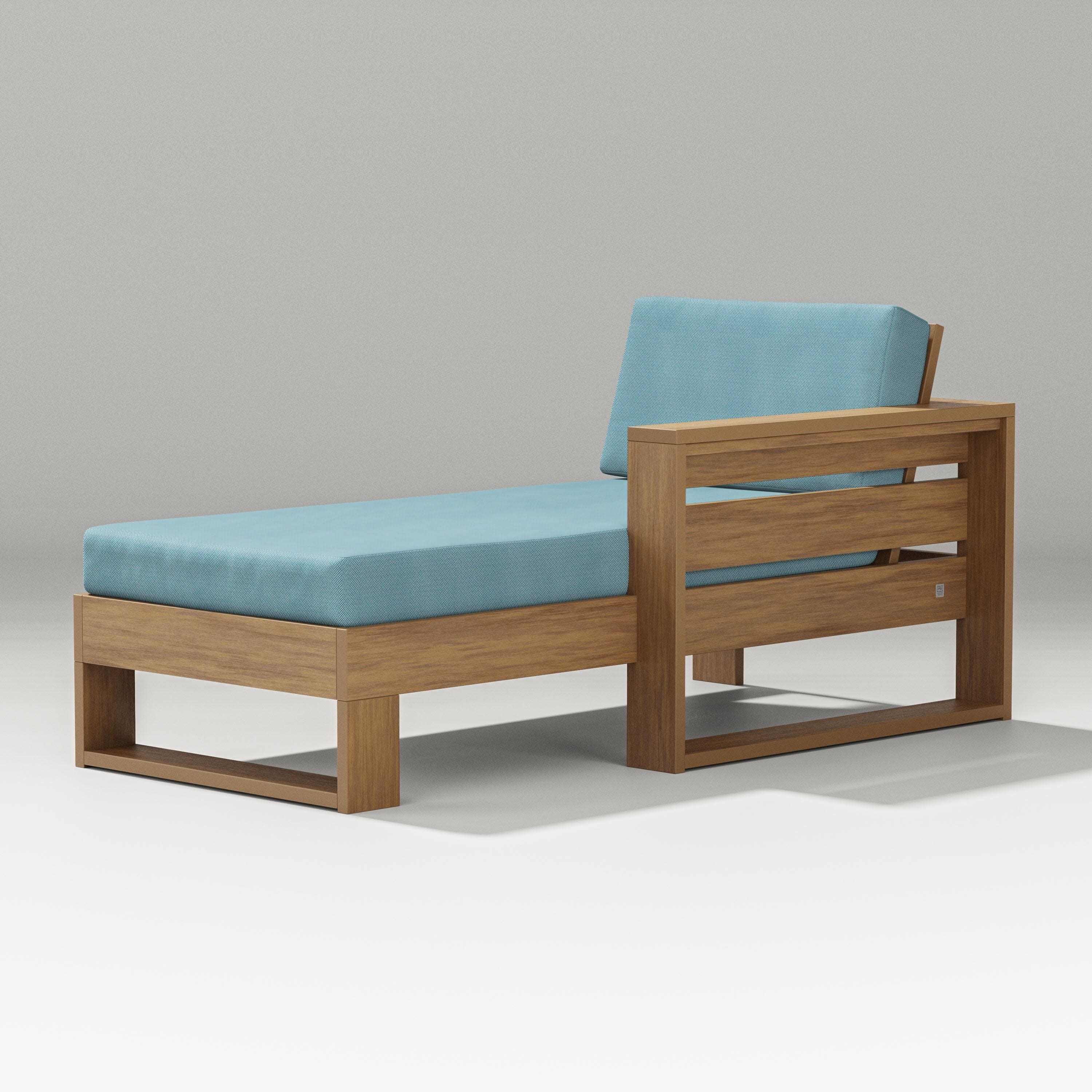 Latitude Modular Right Arm Chaise in Natural / Lattice Sky Blue
