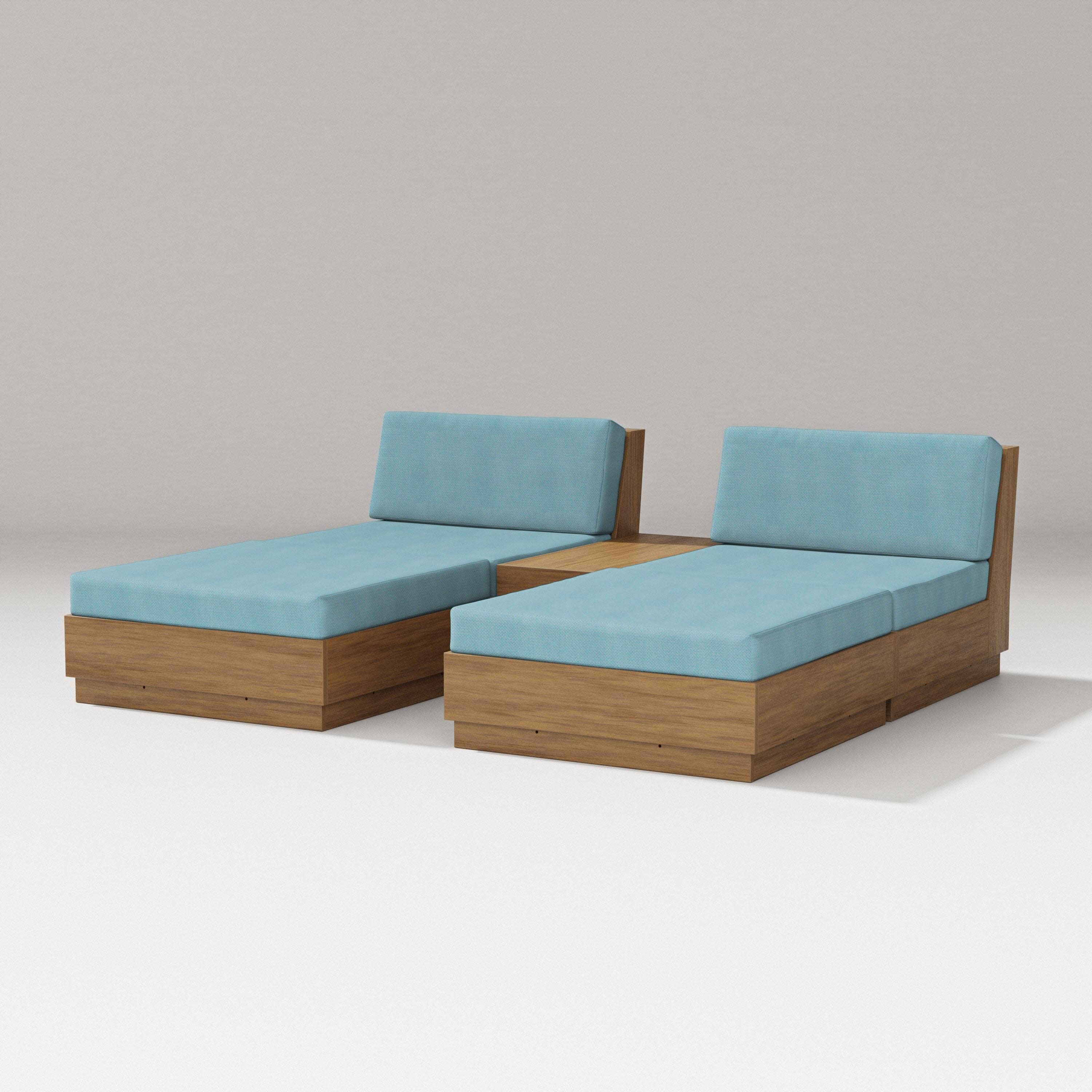 Elevate Double Chaise Set in Natural / Lattice Sky Blue