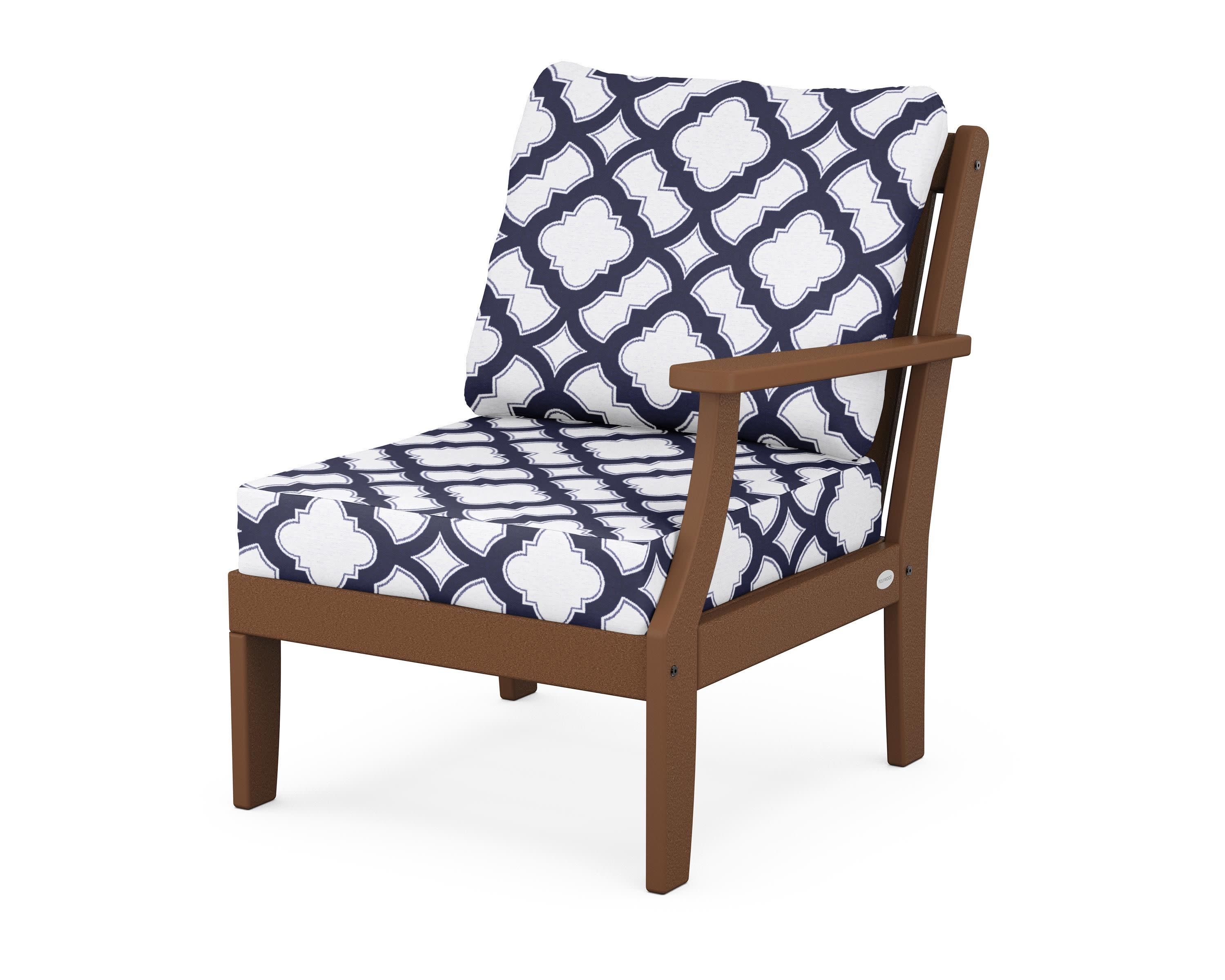 Braxton Modular Right Arm Chair in Teak / Trellis Navy