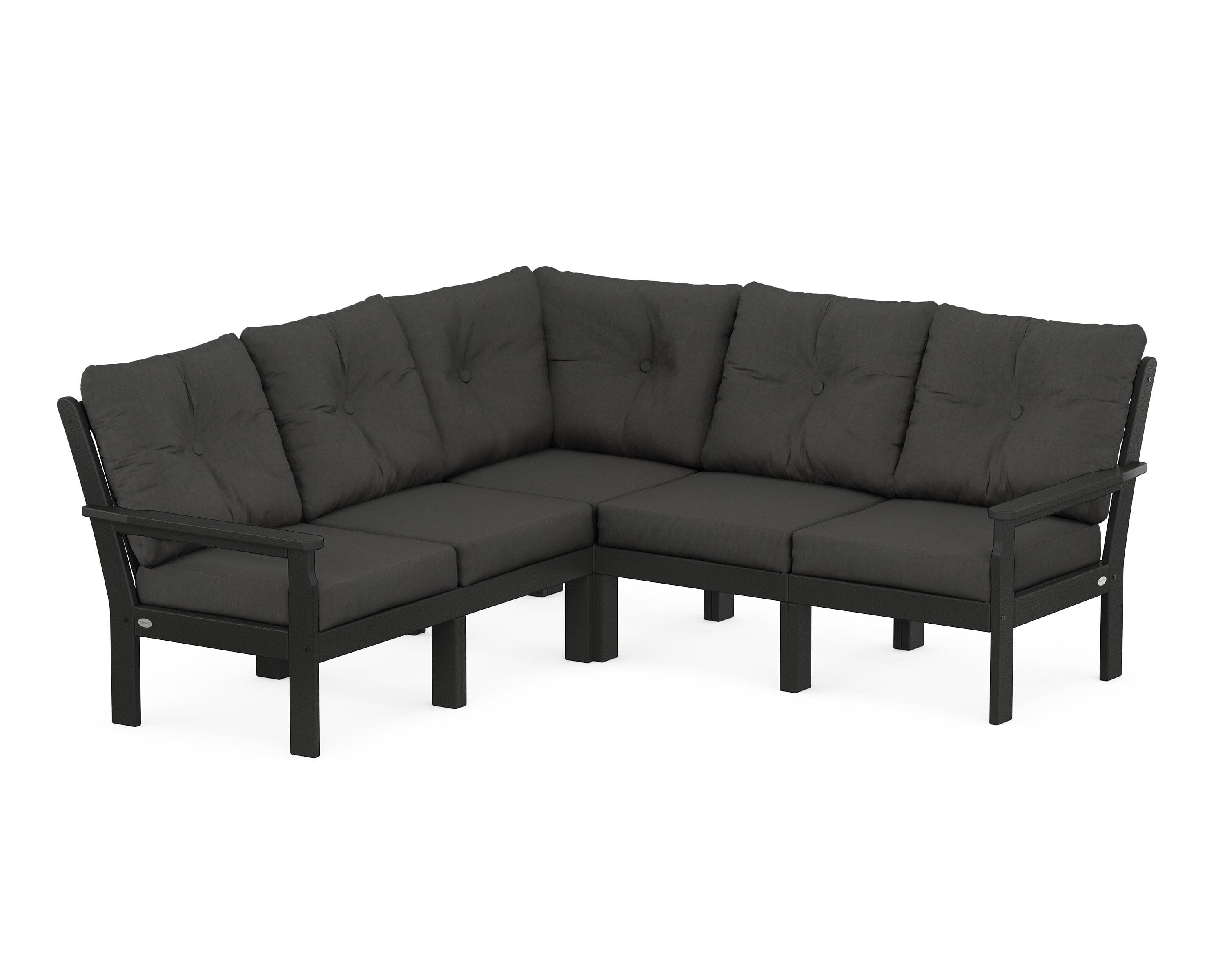 Vineyard 5-Piece Sectional in Black / Spectrum Carbon