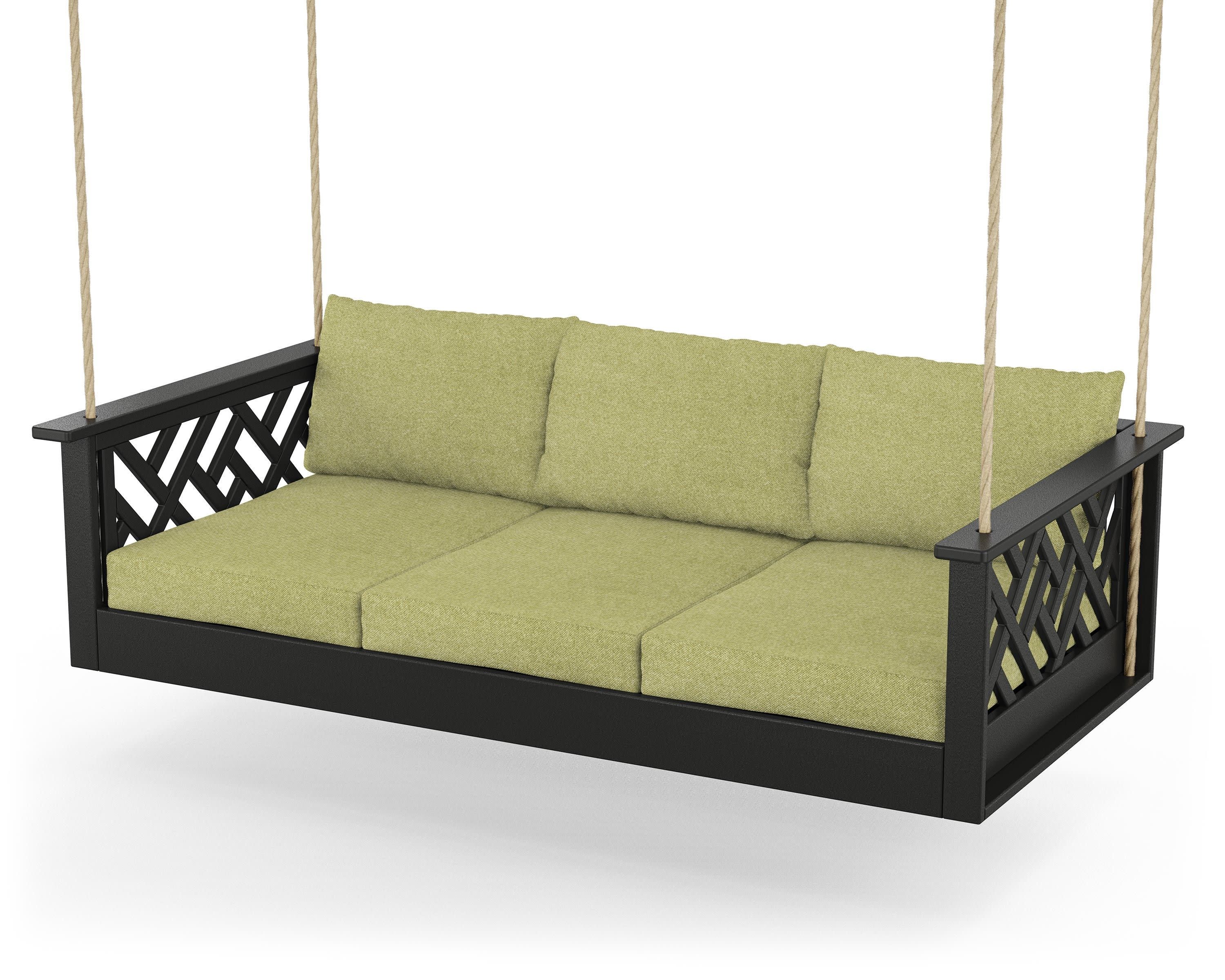 Chippendale Daybed Swing in Black / Chartreuse Boucle