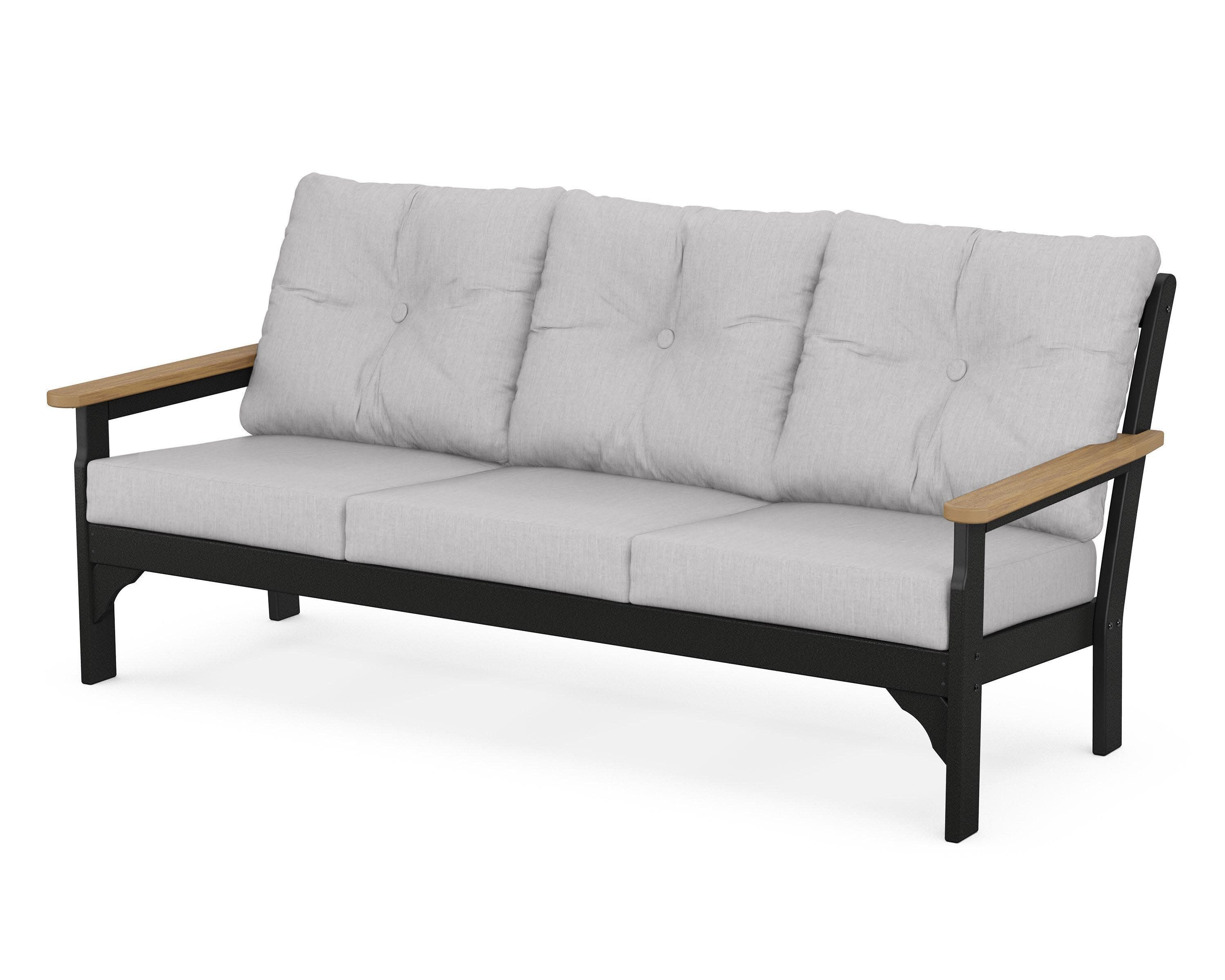 Vineyard Deep Seating Sofa in Black / Natural / Granite