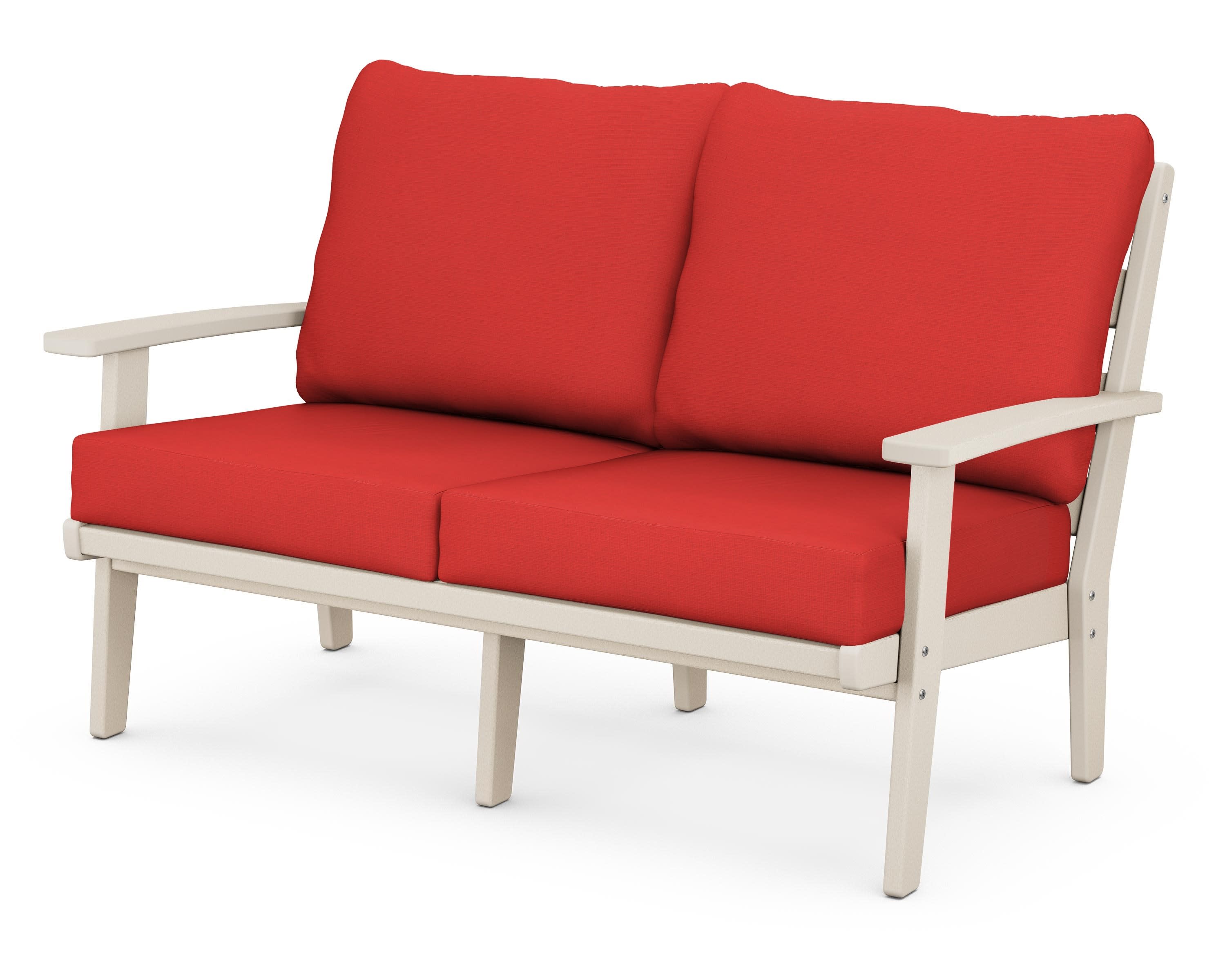 Grant Park Deep Seating Loveseat in Sand / Crimson Linen