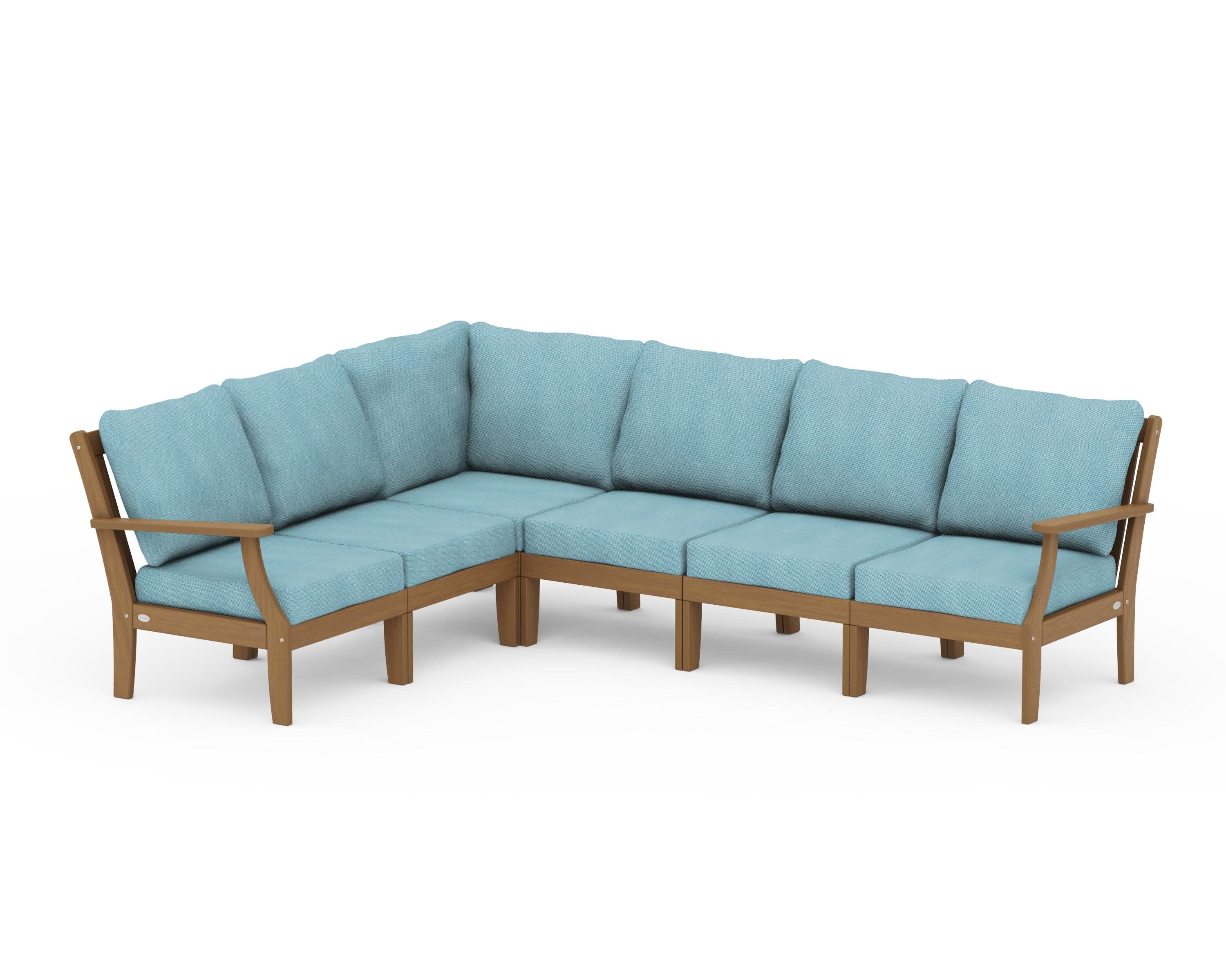 Braxton Modular 6-Piece Deep Seating Set in Natural / Lattice Sky Blue