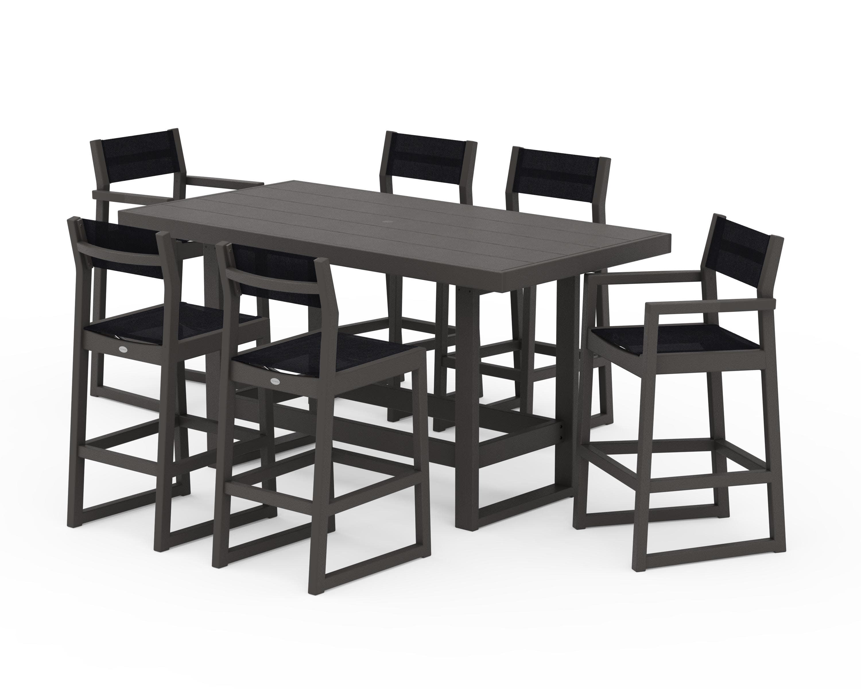 EDGE Sling 7-Piece Bar Table Set in Vintage Coffee / Black Sling
