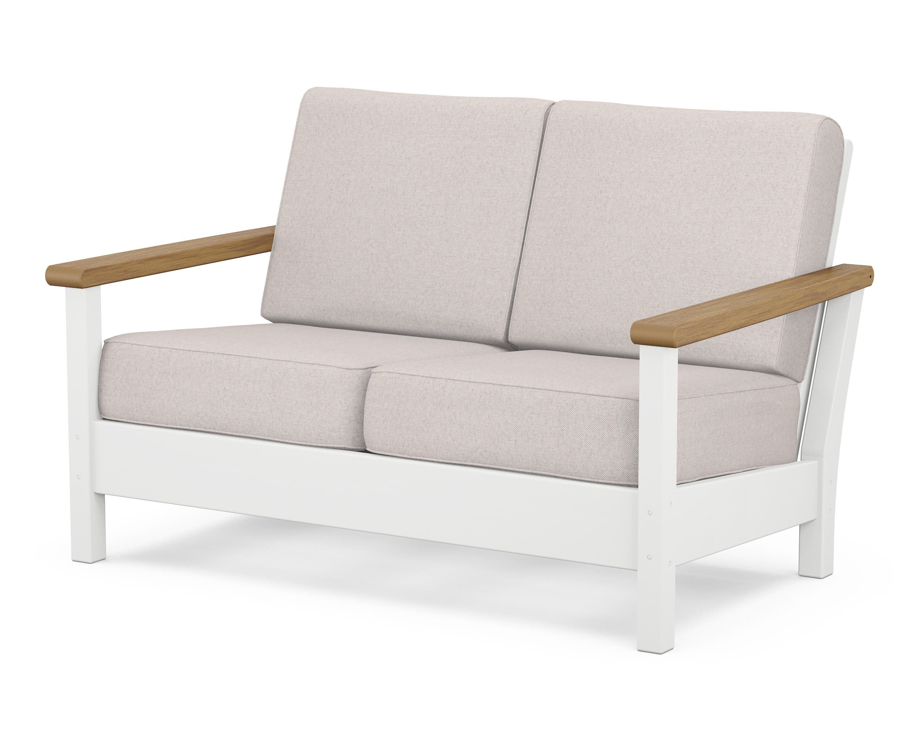 Harbour Deep Seating Loveseat in White / Natural / Dune Burlap