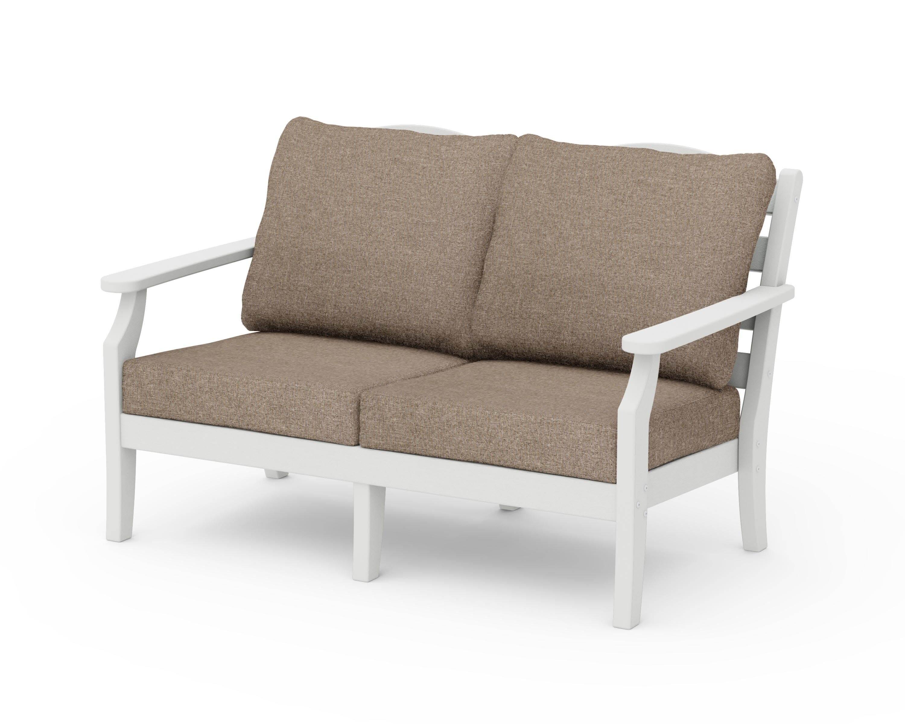 Savannah Deep Seating Loveseat in Vintage White / Spiced Burlap