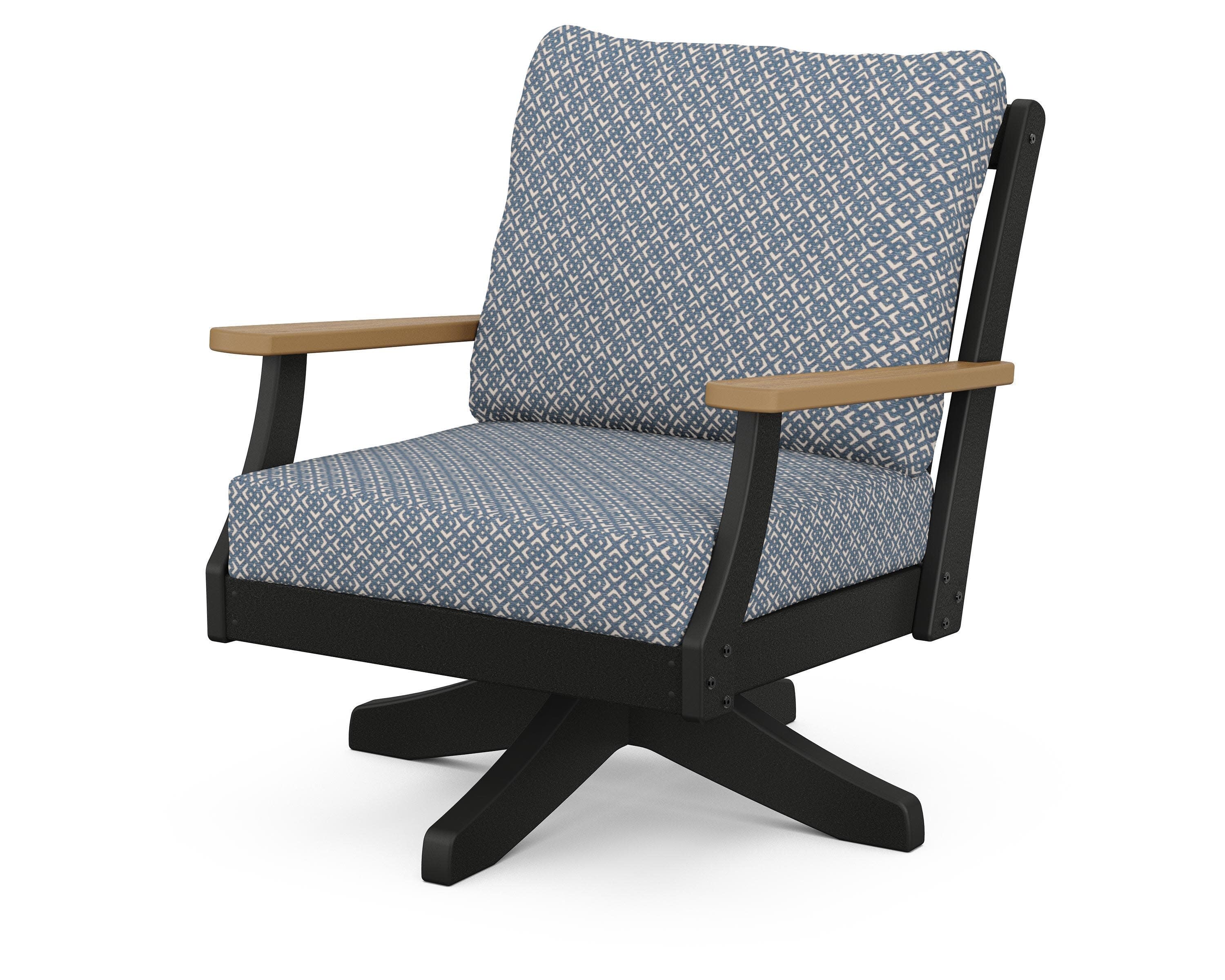 Braxton Deep Seating Swivel Chair in Black / Natural / Hopscotch