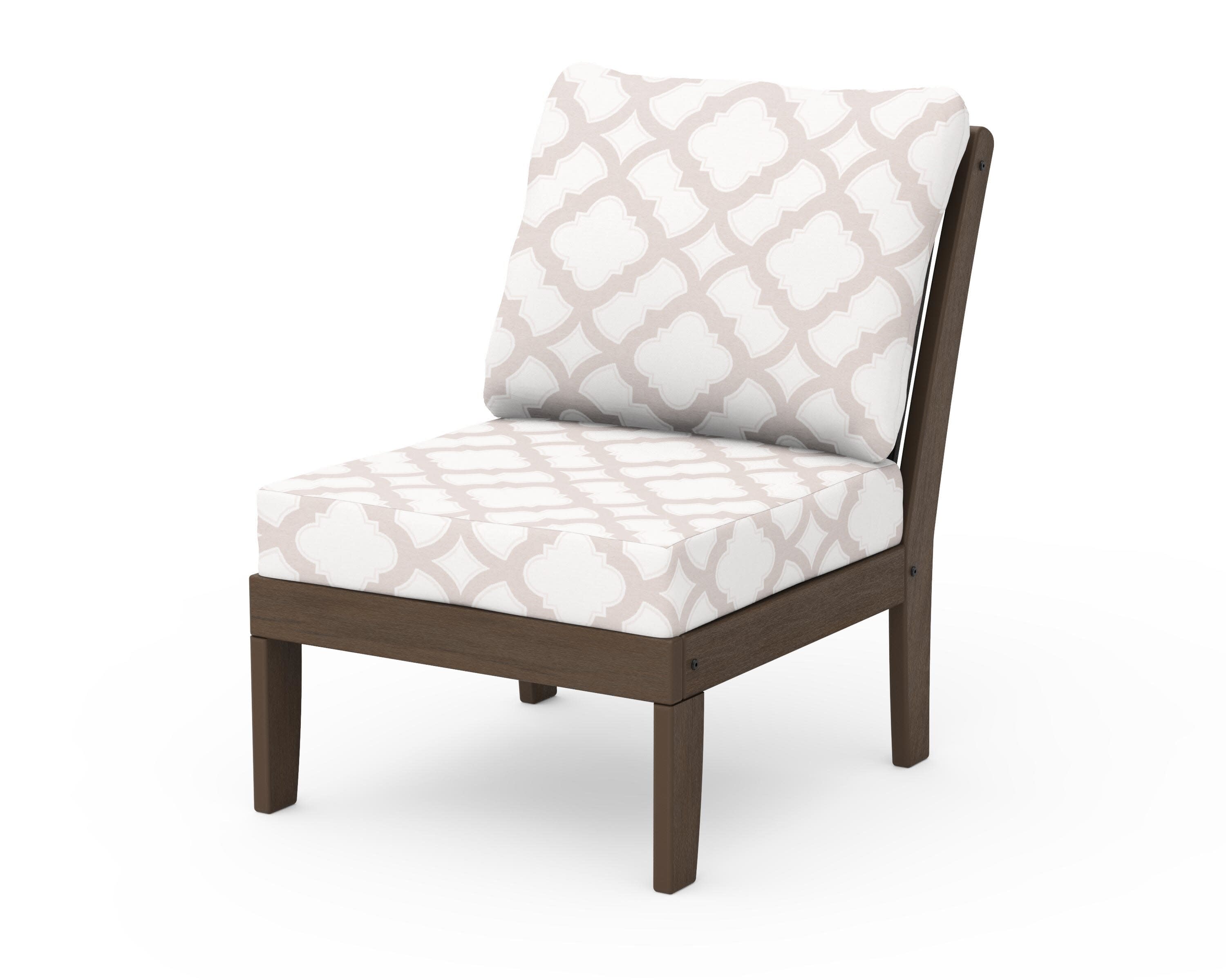 Braxton Modular Armless Chair in Kona / Trellis Dune Burlap