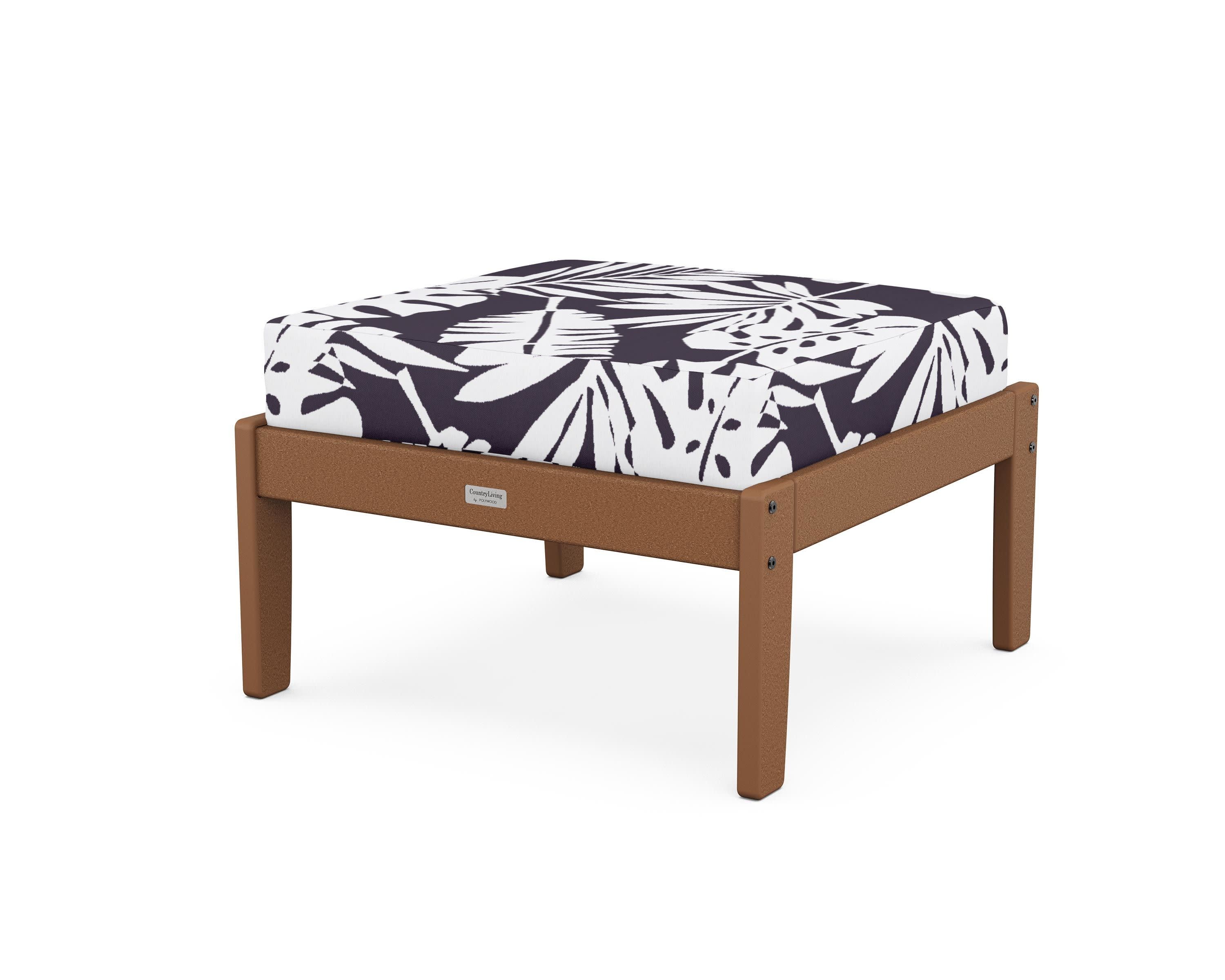 Cottage Deep Seating Ottoman in Teak / Leaf Navy