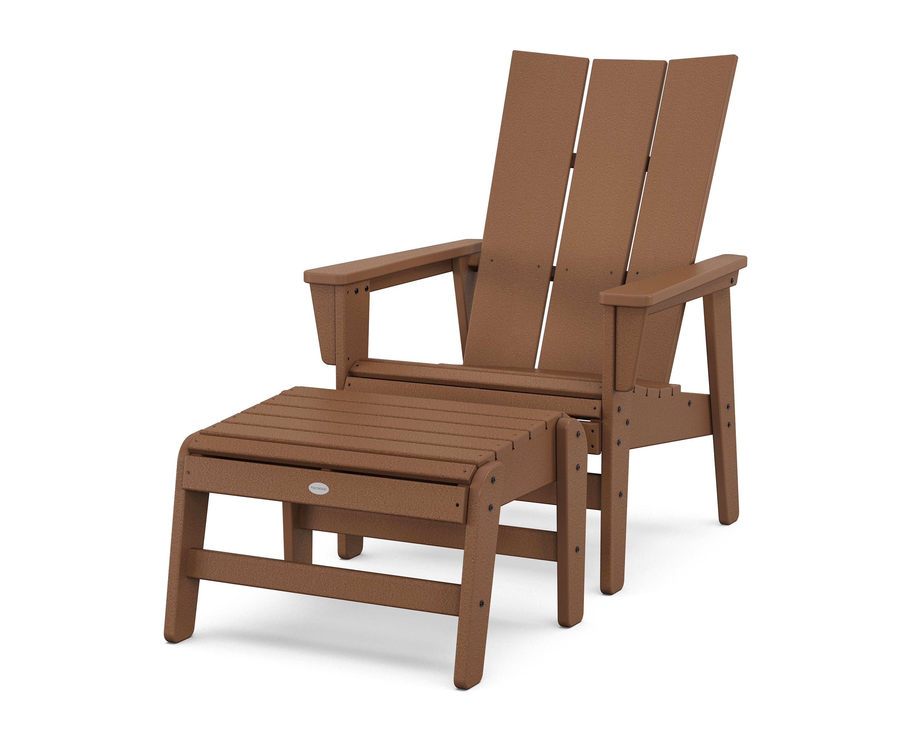 Modern Grand Upright Adirondack Chair with Ottoman in Teak