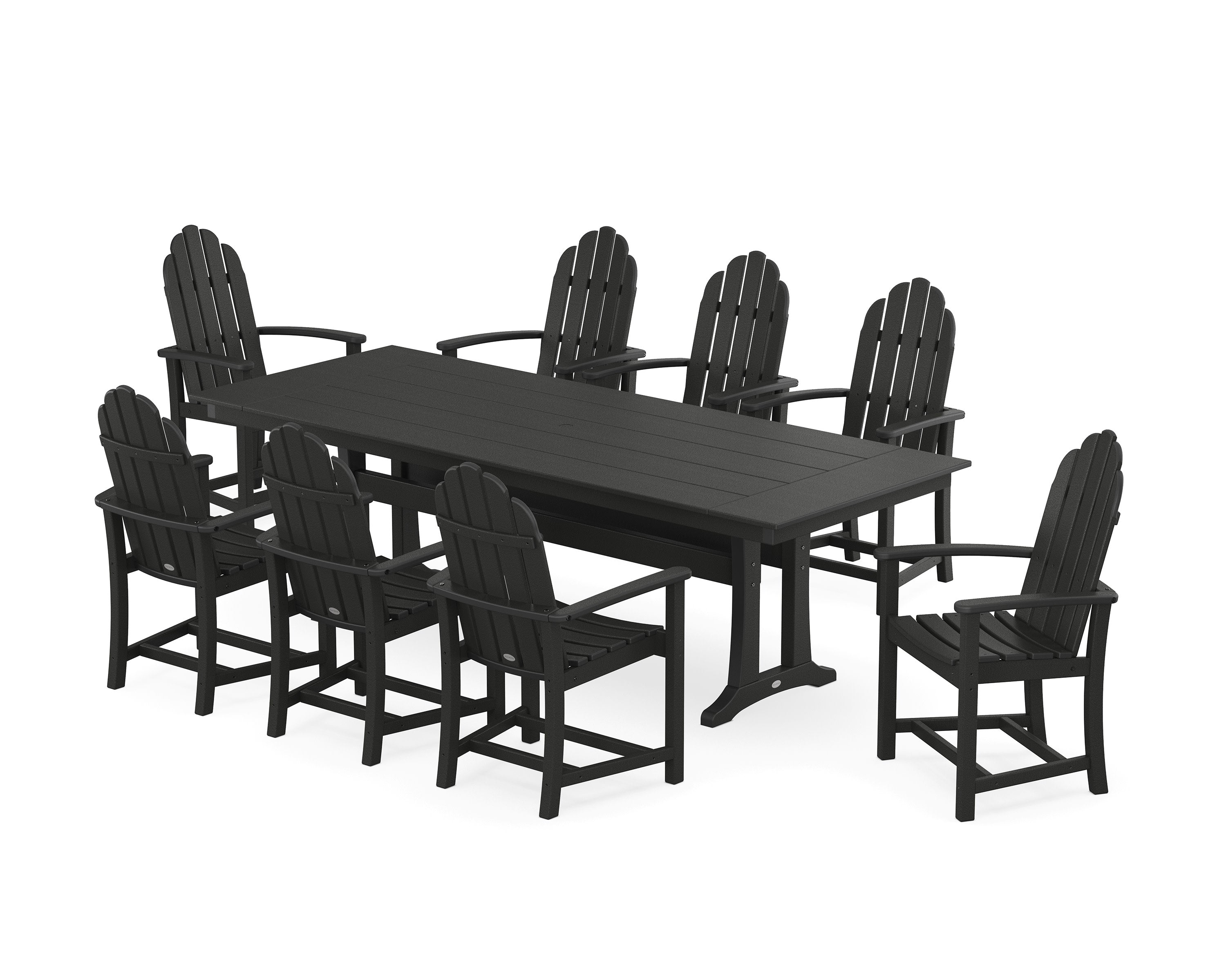 Classic Adirondack 9-Piece Farmhouse Dining Set with Trestle Legs in Black