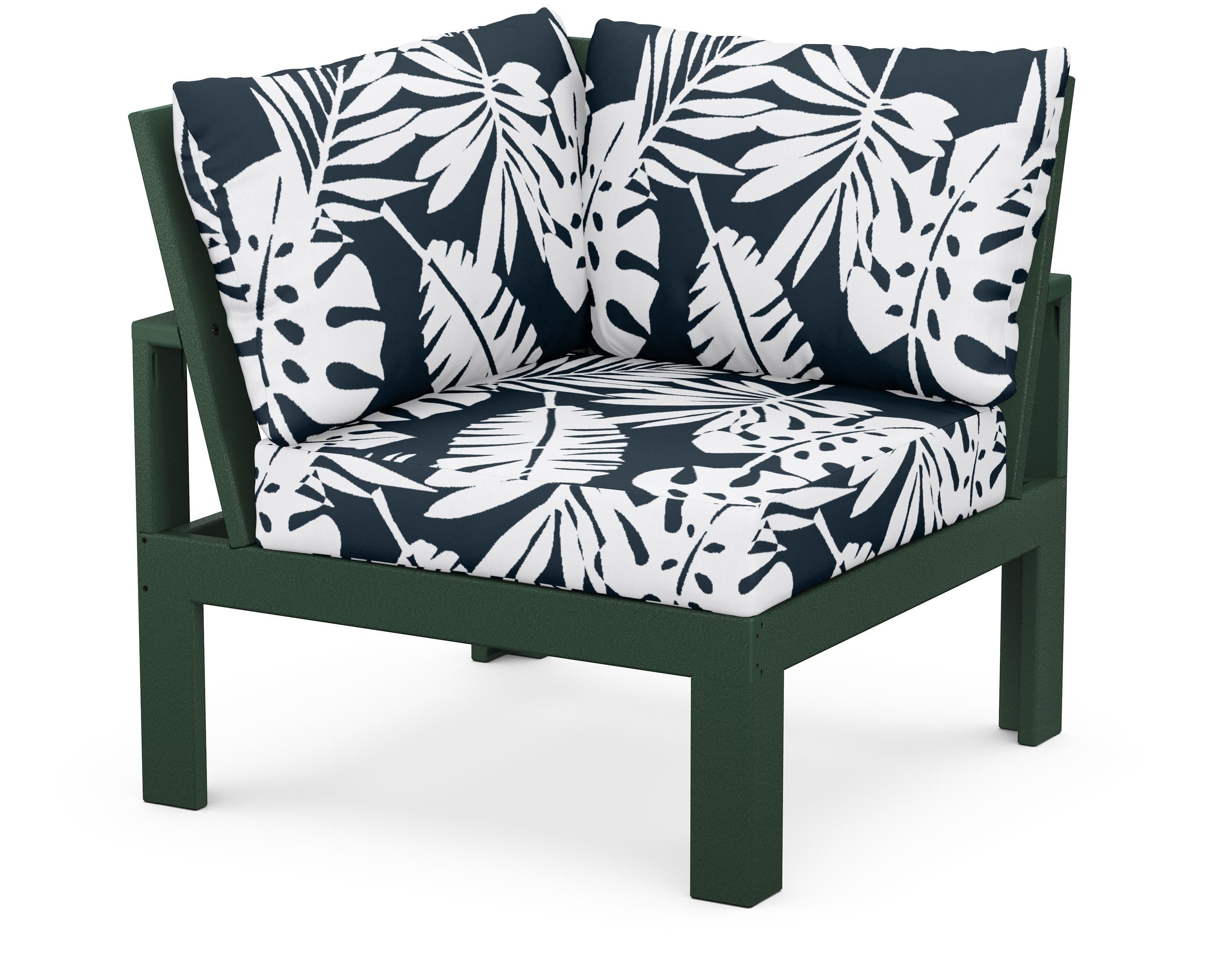 Modular Corner Chair in Green / Leaf Marine Indigo