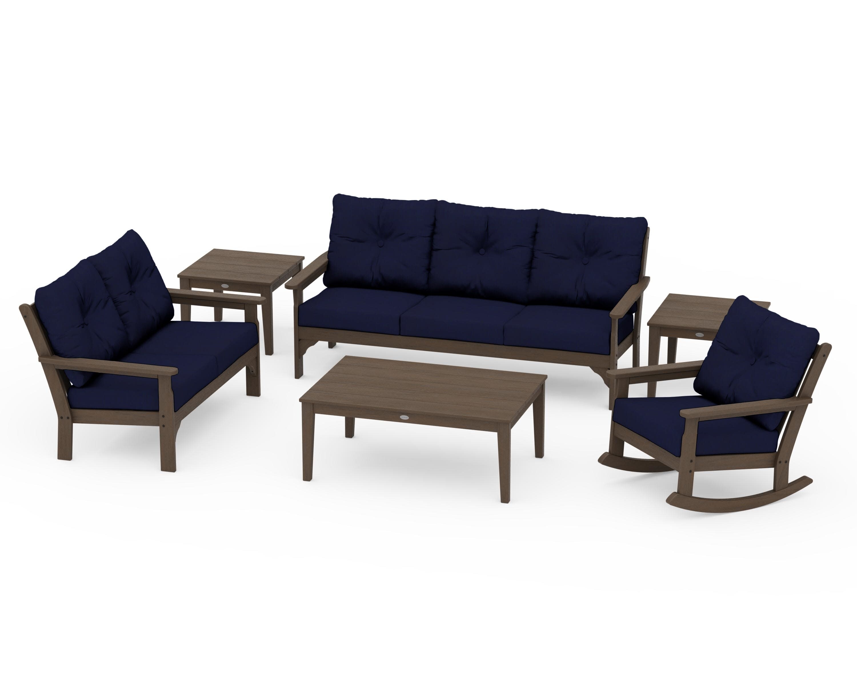 Vineyard 6-Piece Deep Seating Set in Kona / Navy