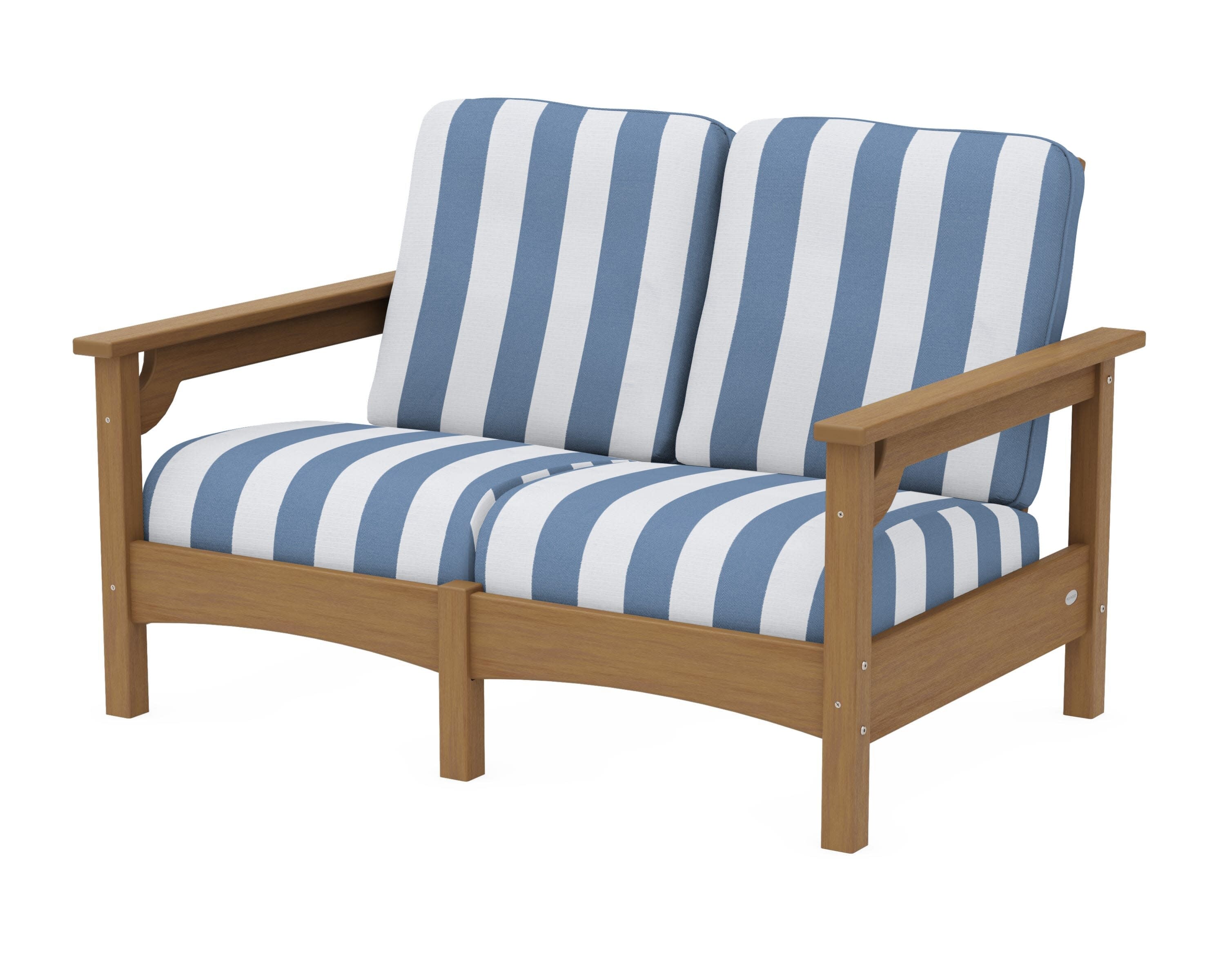 Club Loveseat in Natural / Cabana Stripe Sky Blue