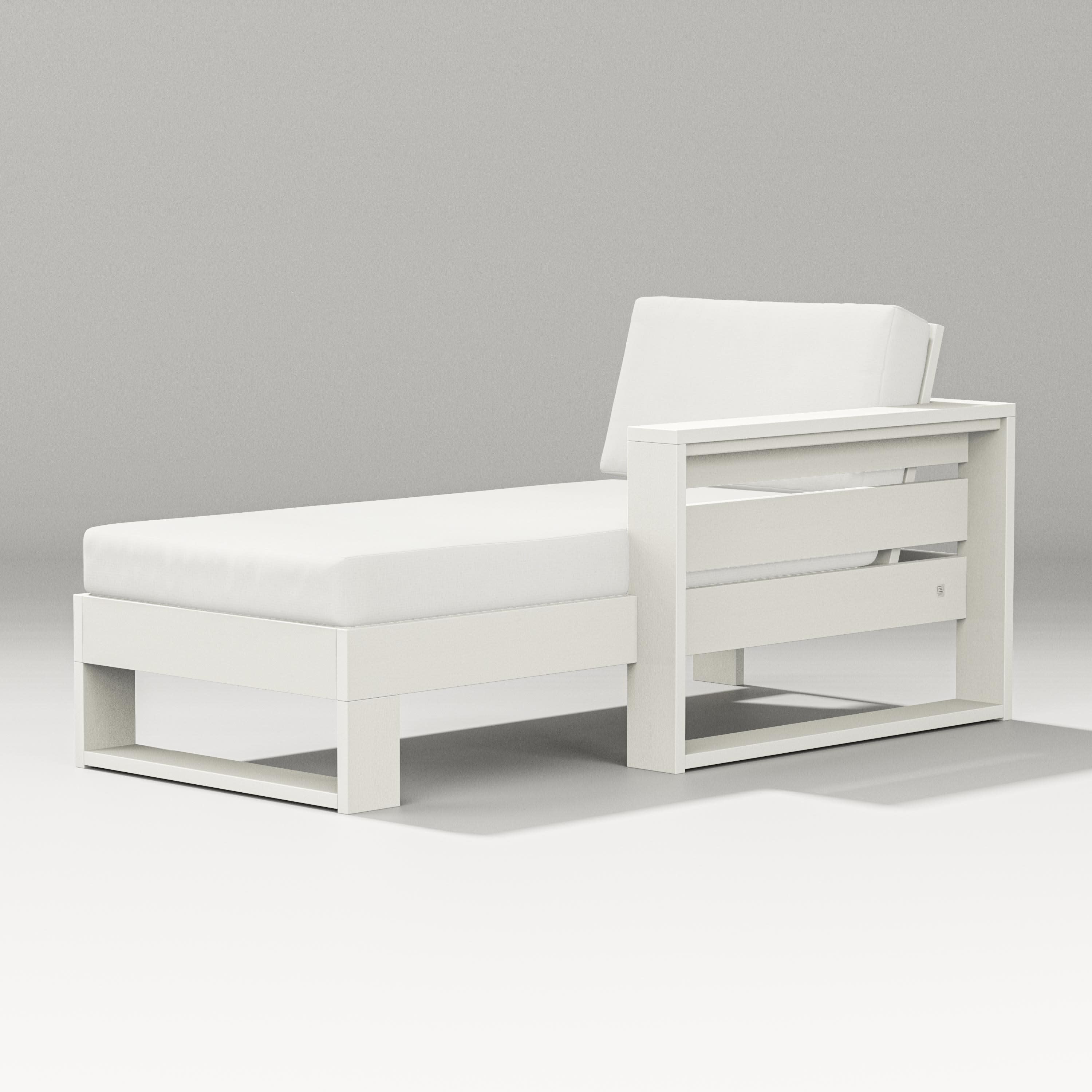 Latitude Modular Right Arm Chaise in Vintage White / Natural Linen