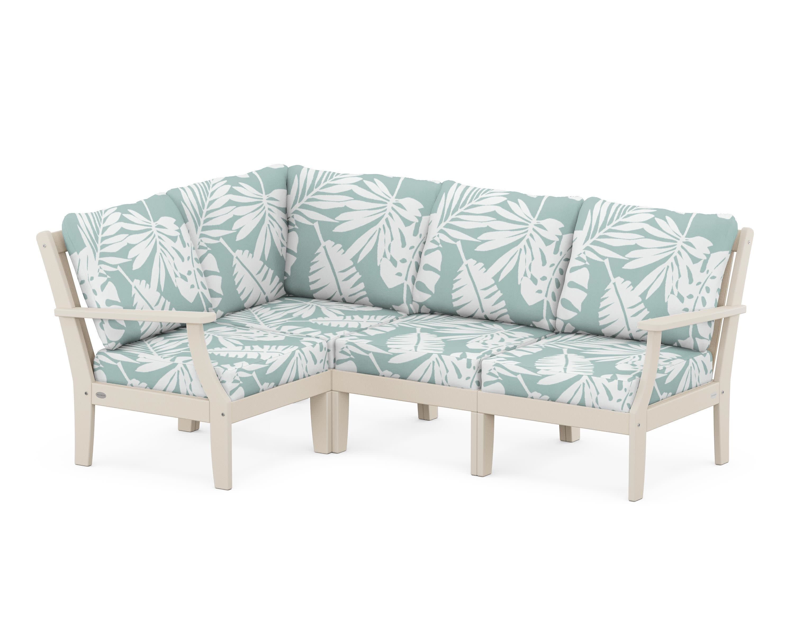 Braxton Modular 4-Piece Deep Seating Set in Sand / Leaf Glacier Spa
