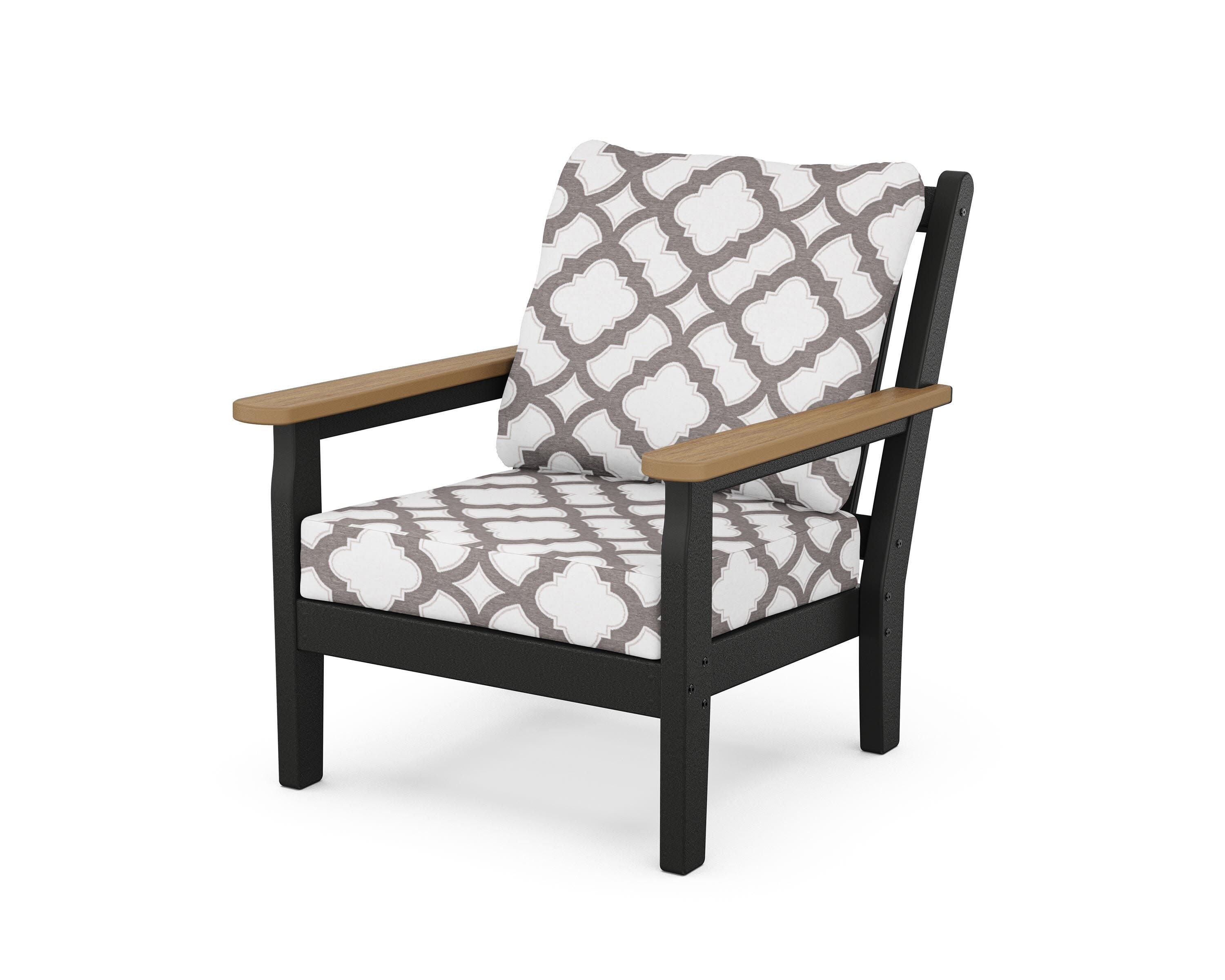 Chippendale Deep Seating Chair in Black / Natural / Trellis Grey Mist