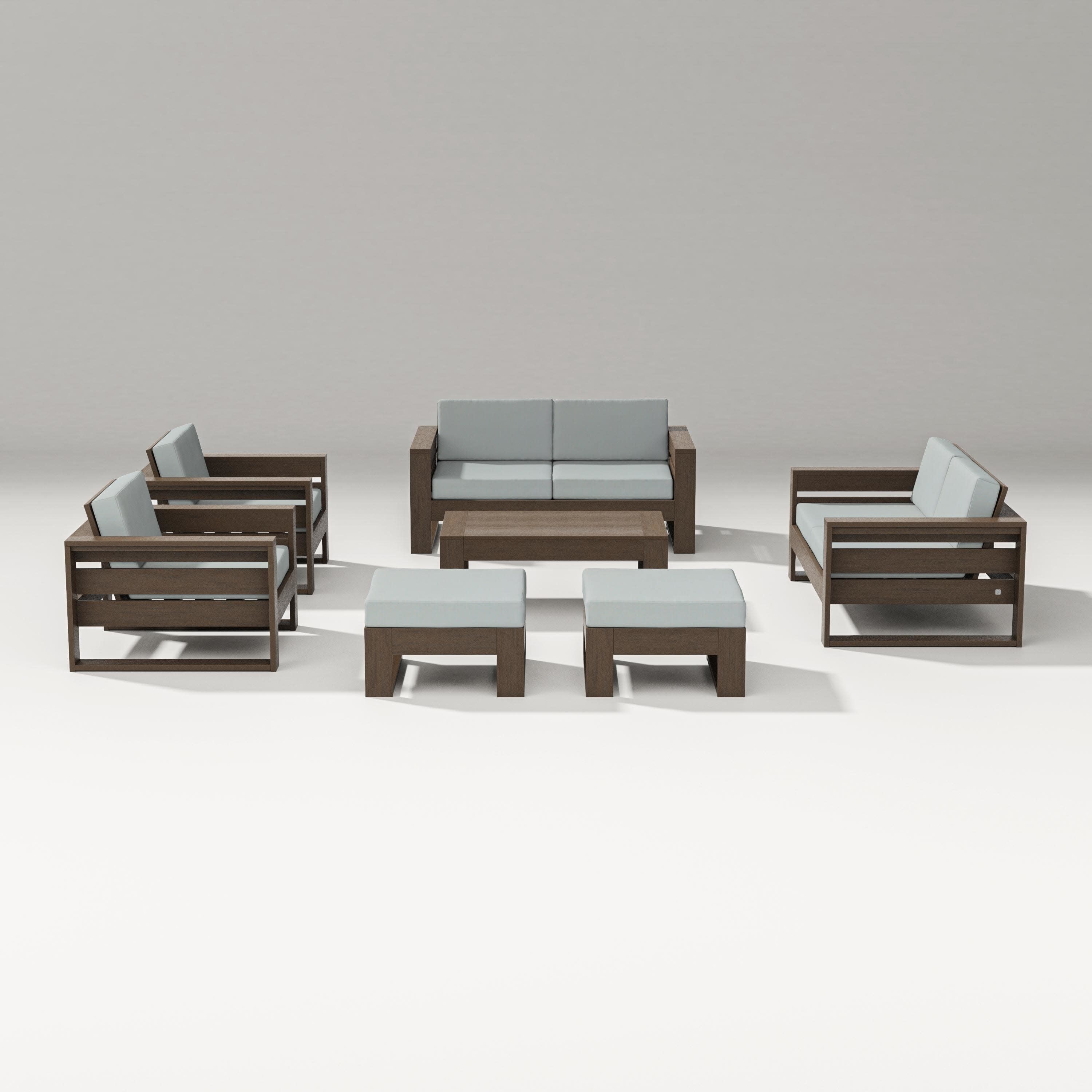 Latitude 7-Piece Lounge Loveseat Set in Kona / Spa