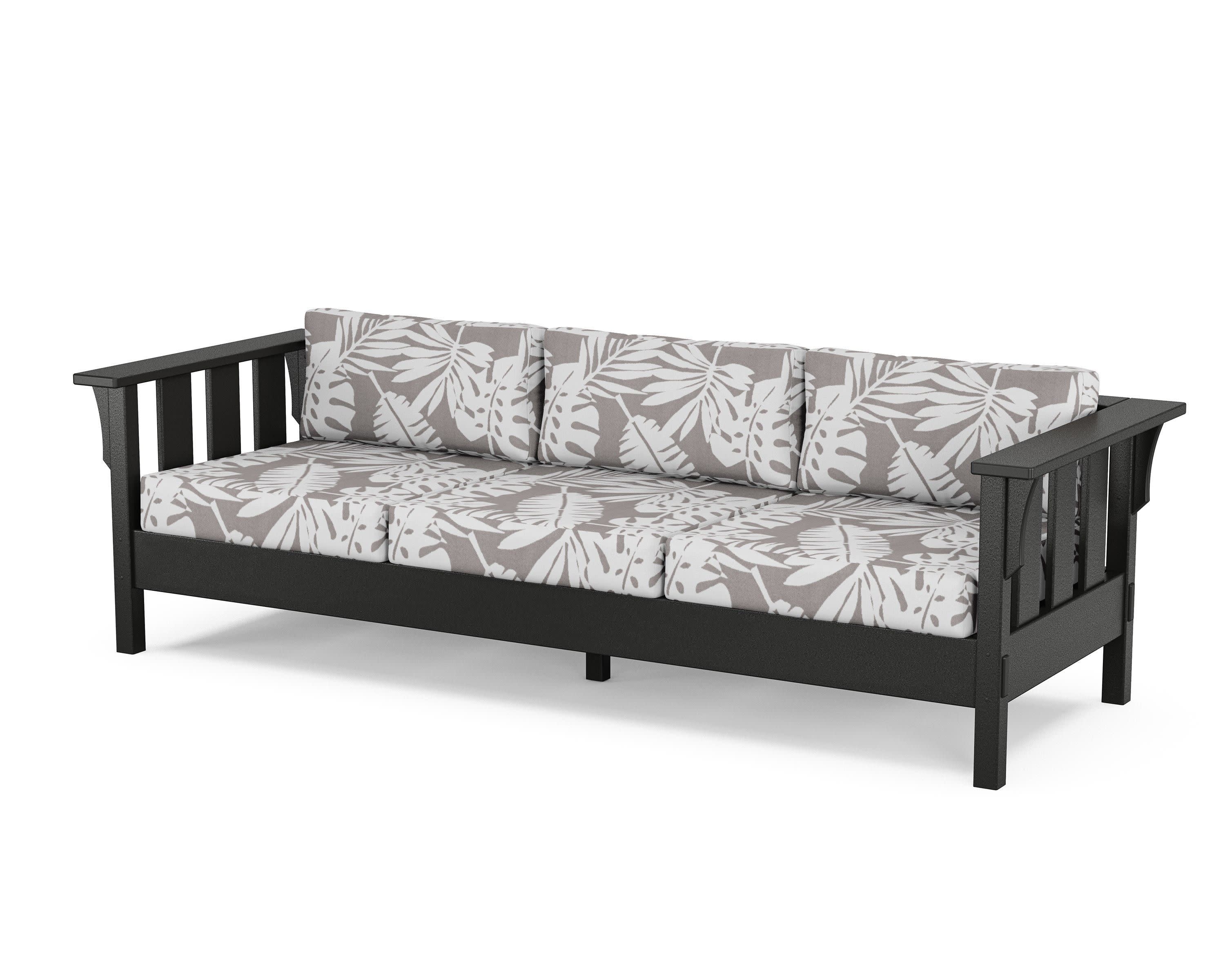 Acadia Deep Seating Sofa in Black / Leaf Grey Mist
