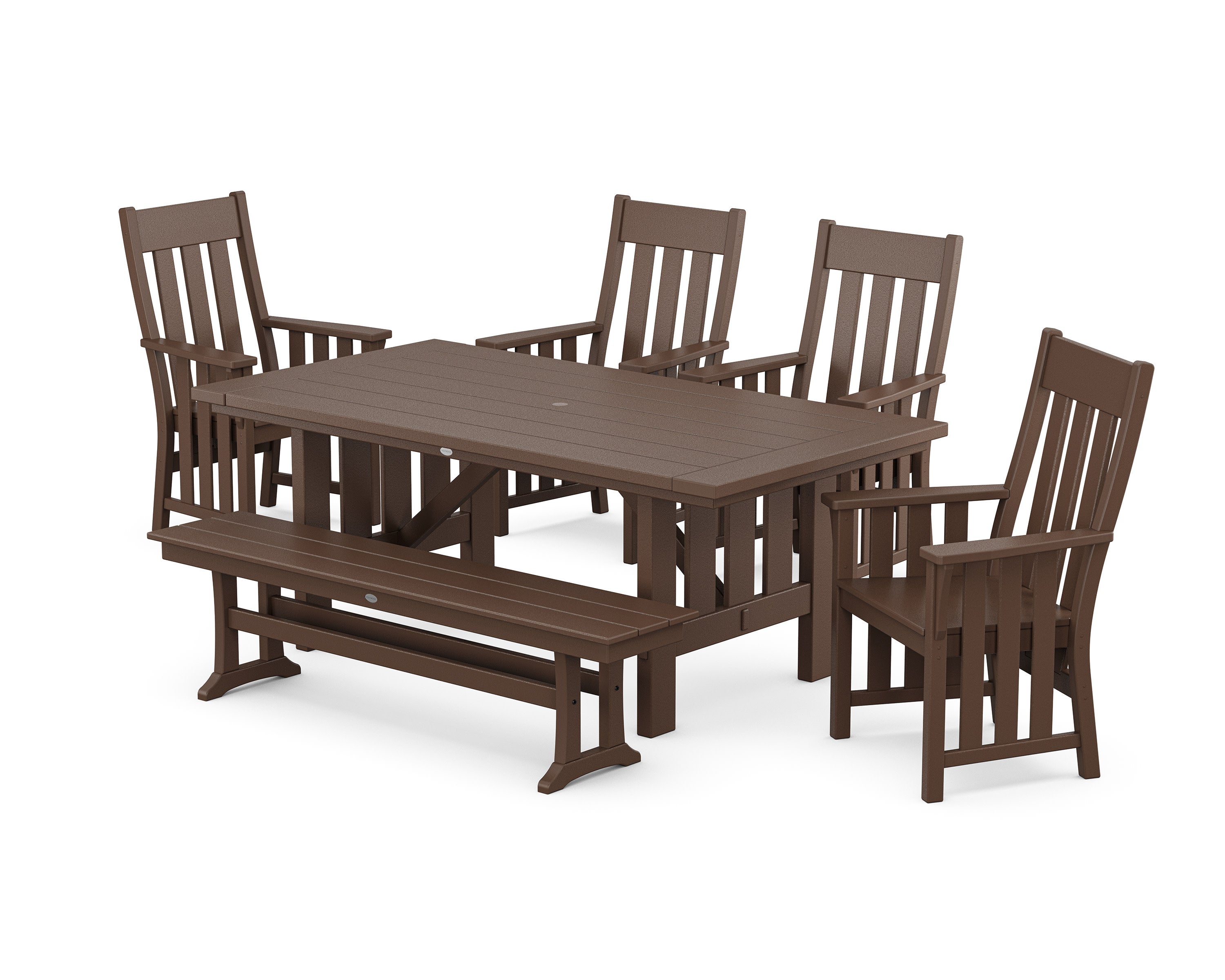 Acadia 6-Piece Dining Set with Bench in Mahogany