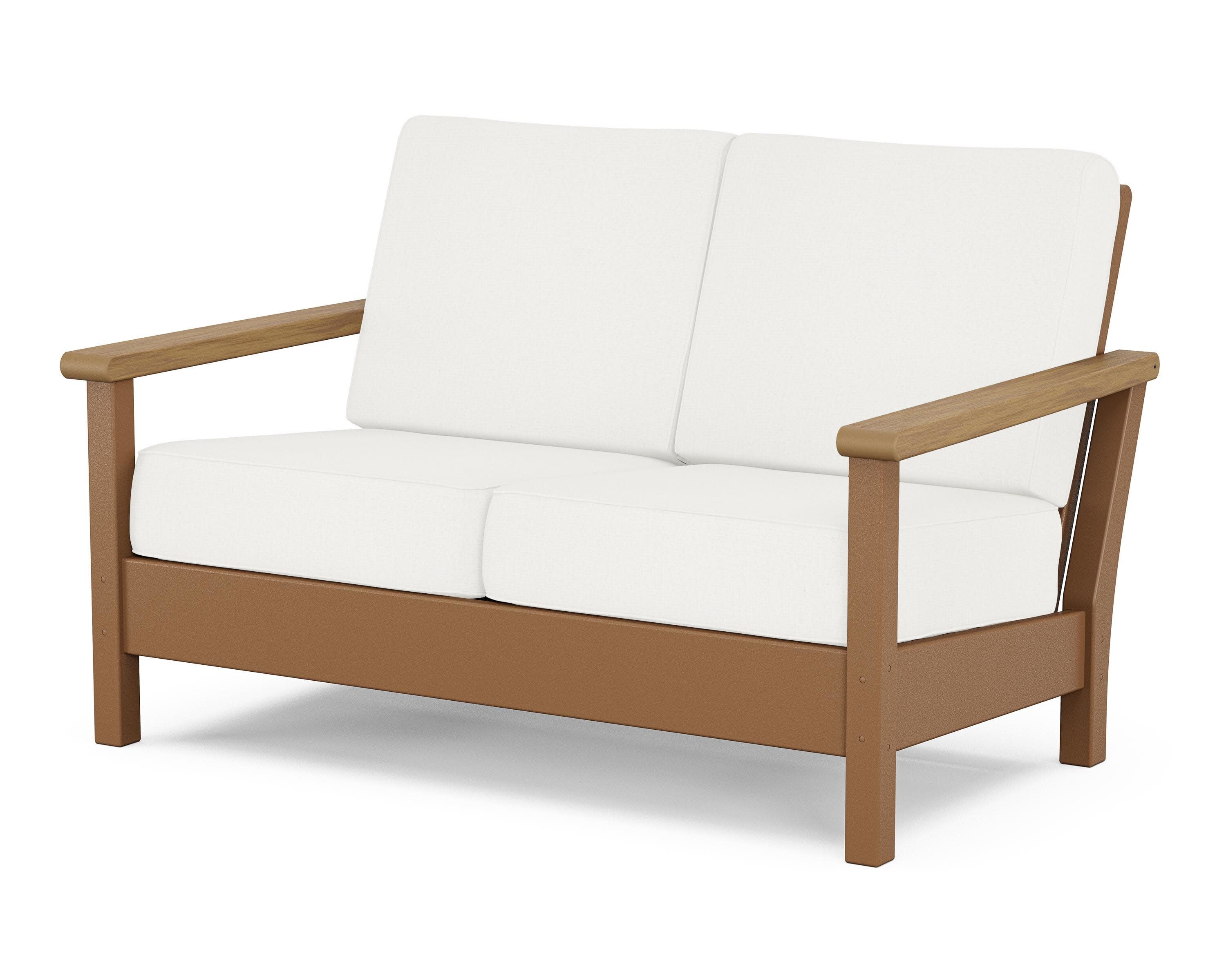 Harbour Deep Seating Loveseat in Teak / Natural / Natural Linen