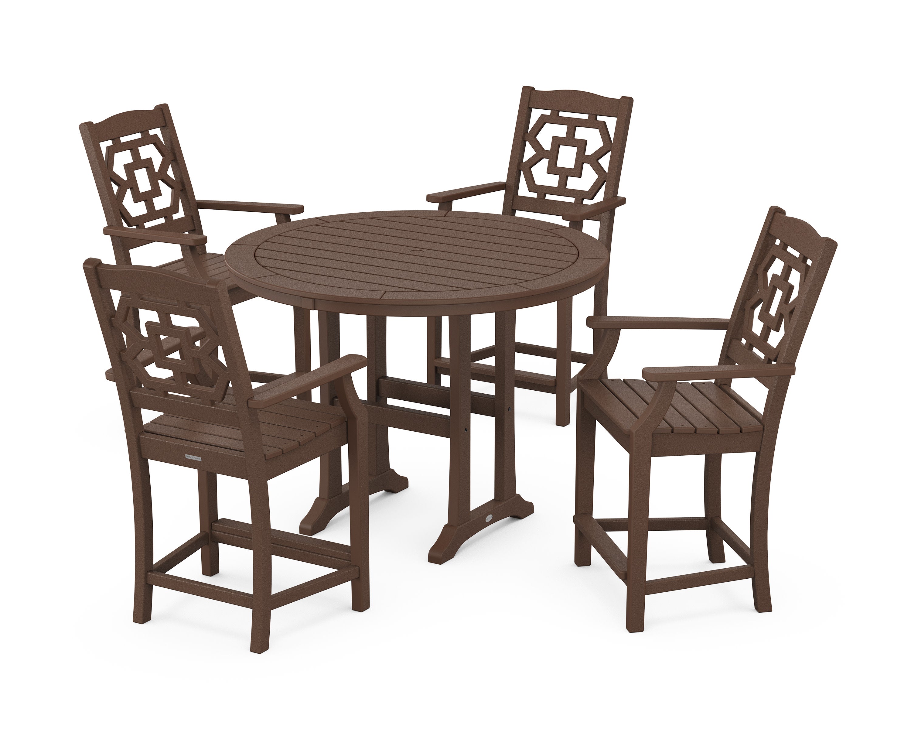 Chinoiserie 5-Piece Round Counter Set in Mahogany