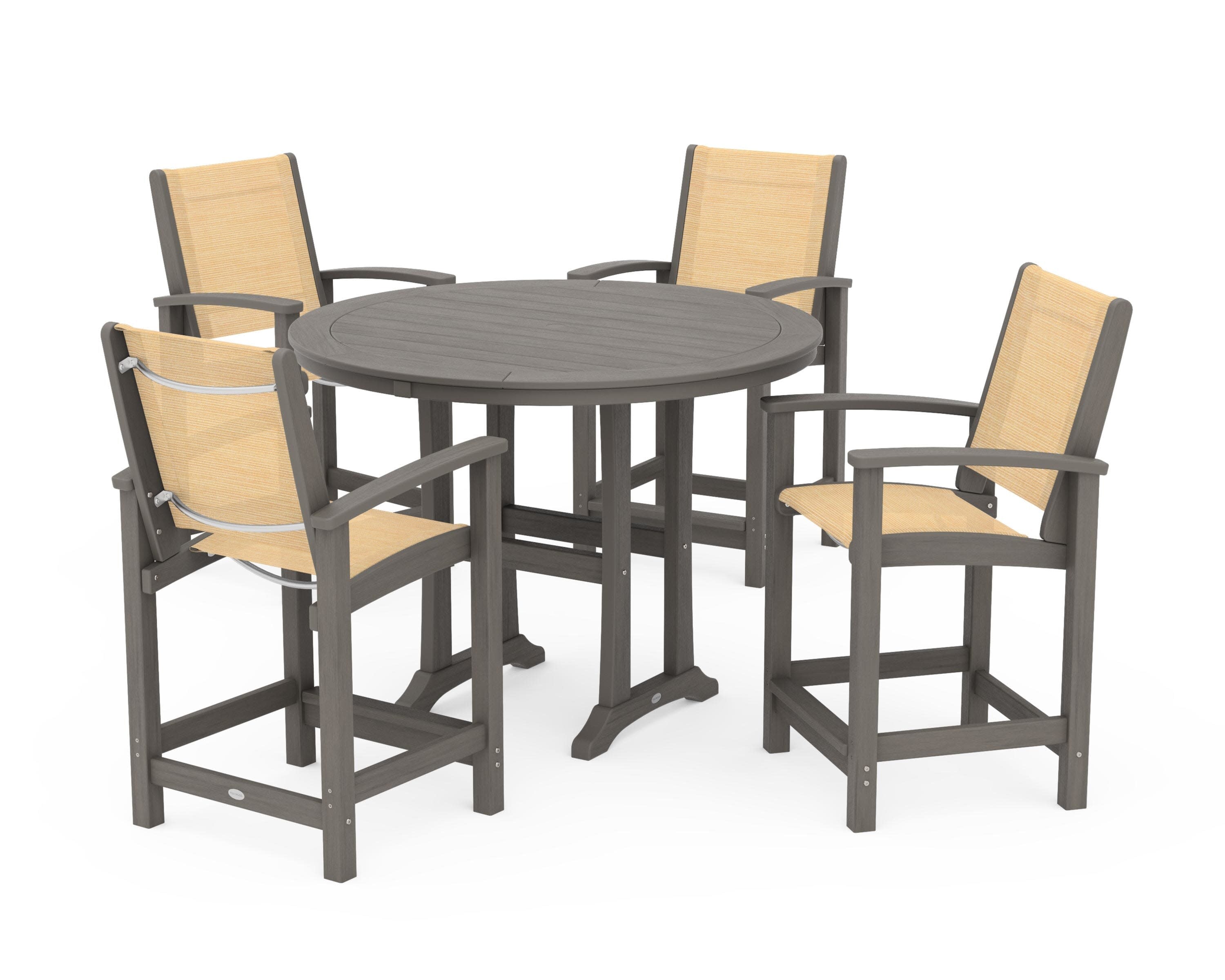 Coastal 5-Piece Counter Set in Driftwood / Dupioni Apricot Sling
