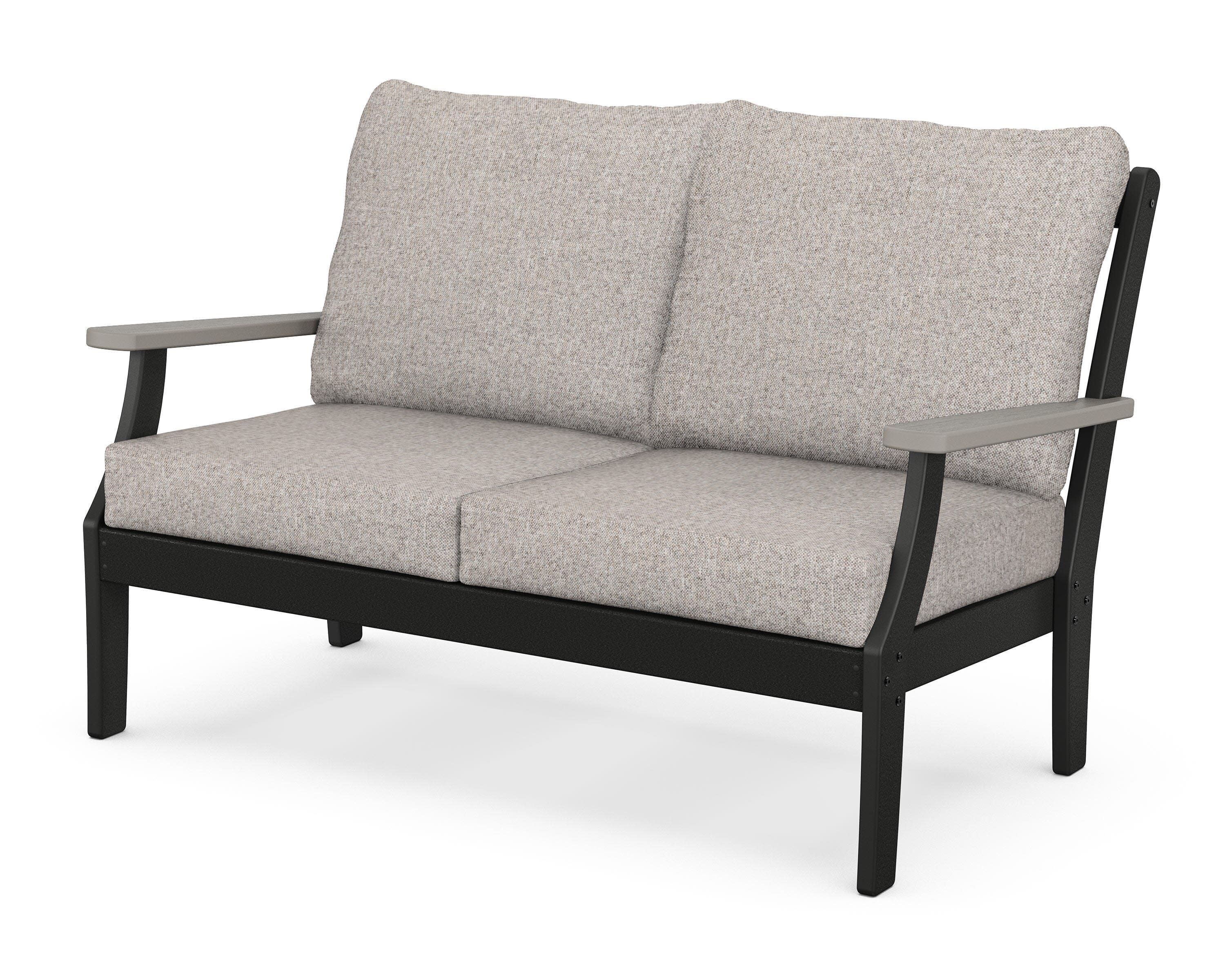 Braxton Deep Seating Loveseat in Black / Driftwood / Weathered Tweed