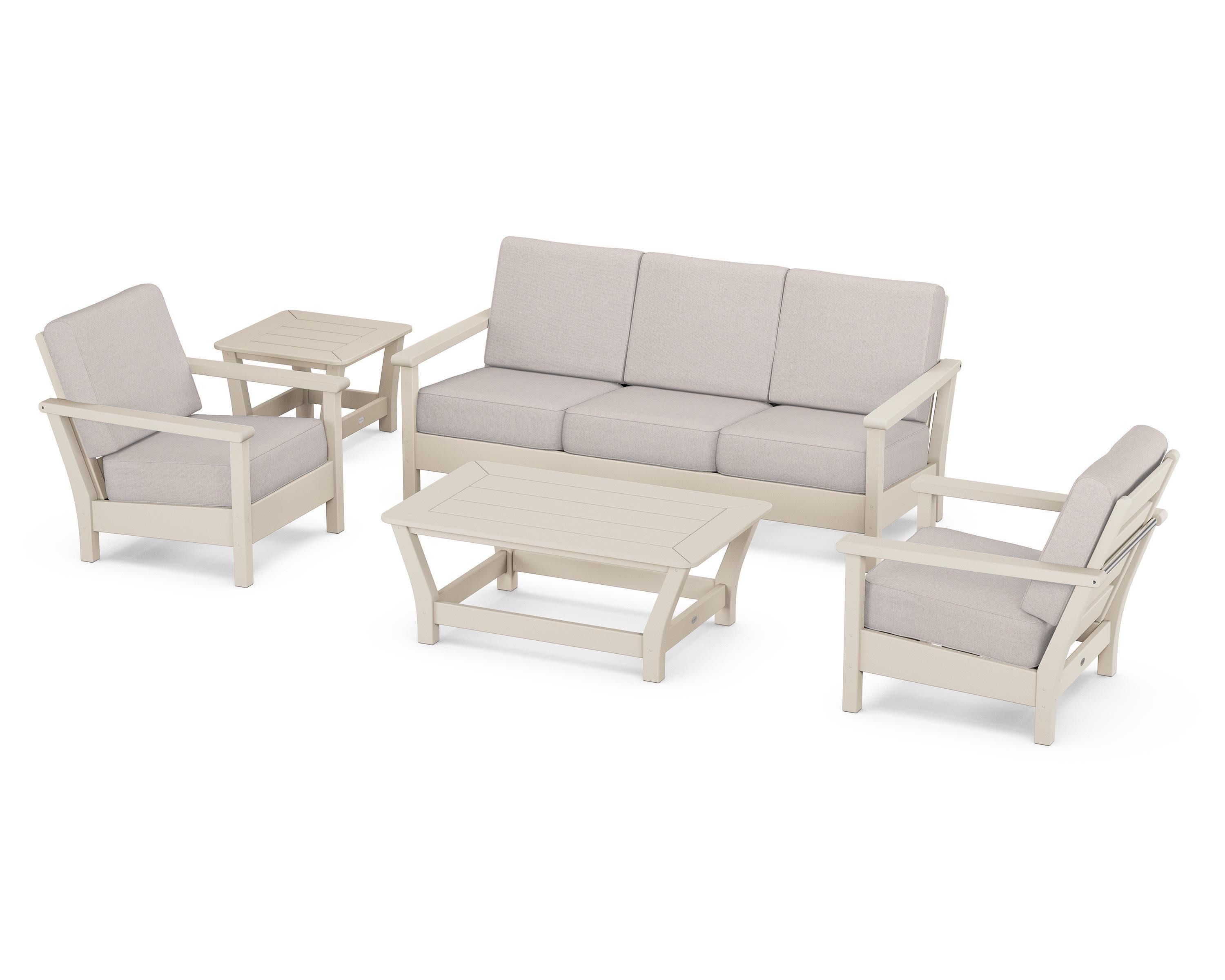 Harbour 5-Piece Deep Seating Set in Sand / Dune Burlap