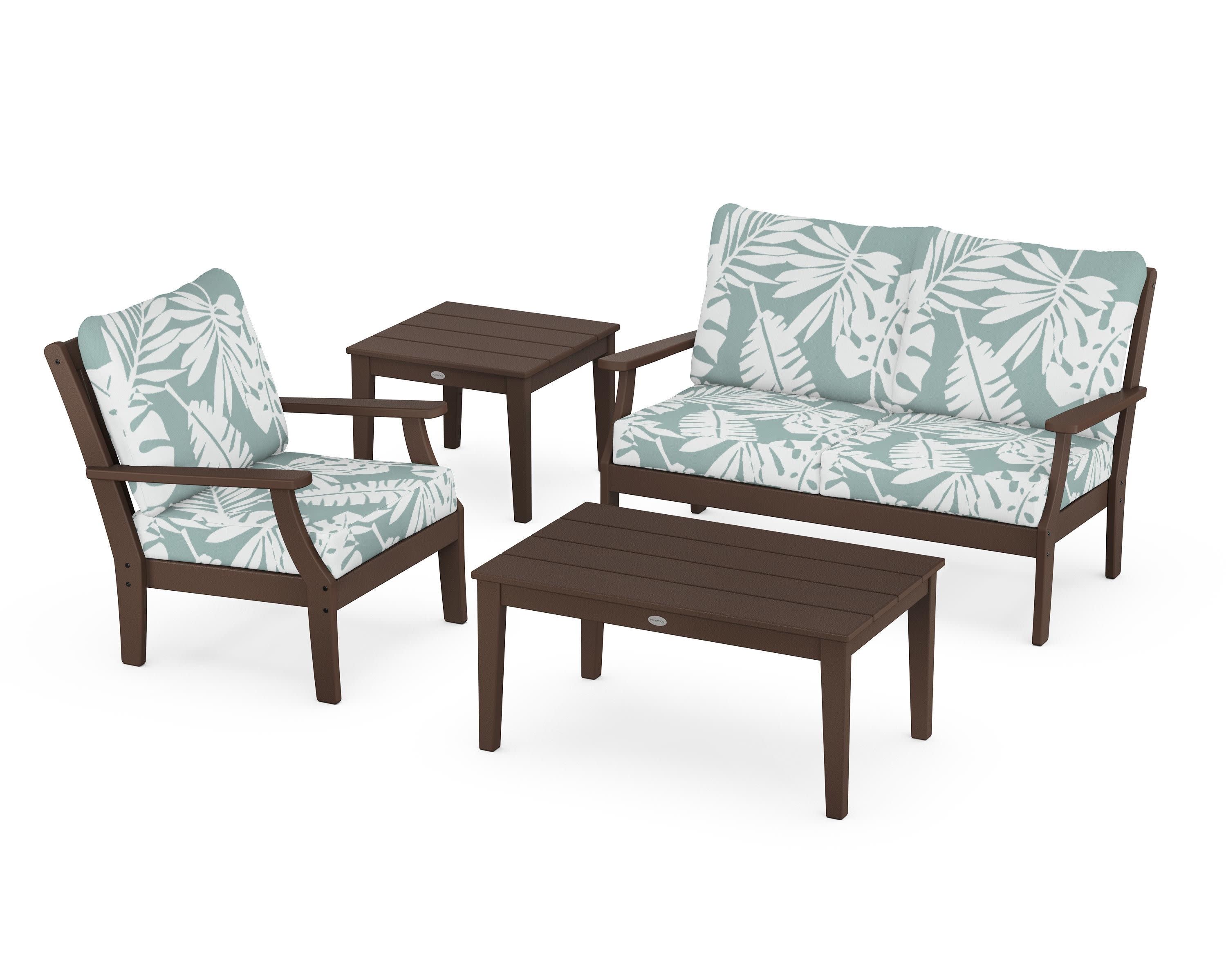 Braxton 4-Piece Deep Seating Set in Mahogany / Leaf Glacier Spa