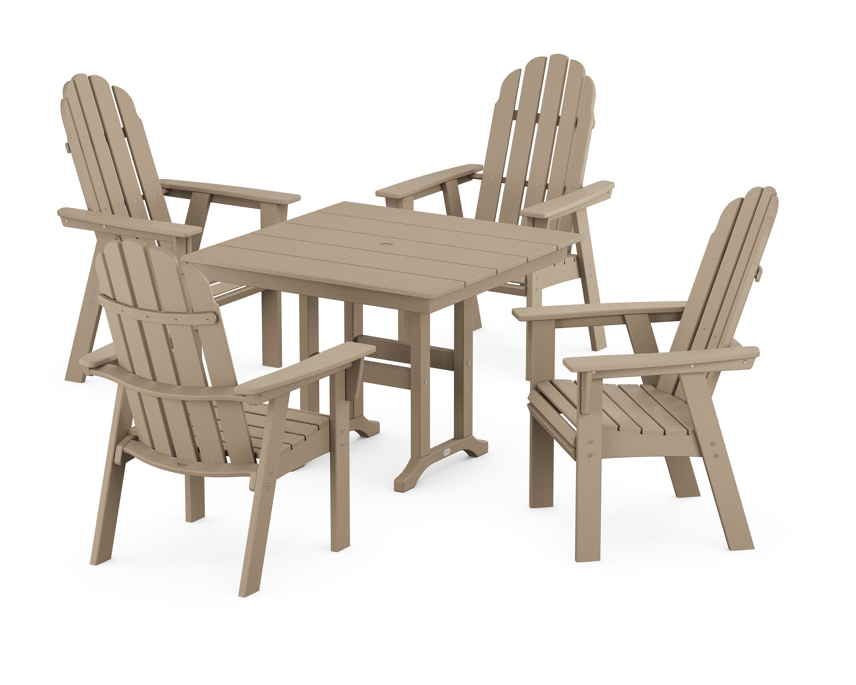 Vineyard Curveback Adirondack 5-Piece Farmhouse Dining Set in Vintage Sahara