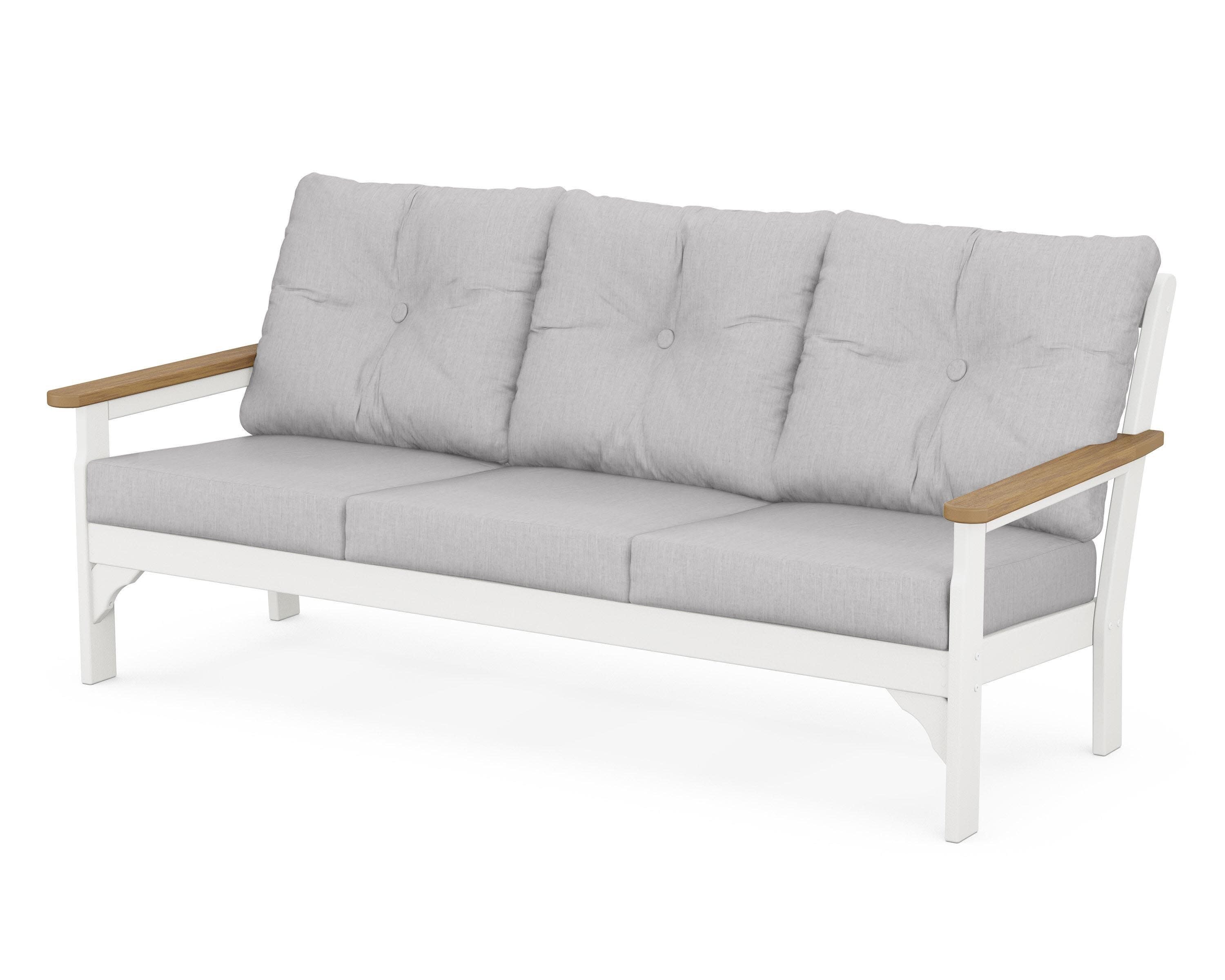 Vineyard Deep Seating Sofa in White / Natural / Granite