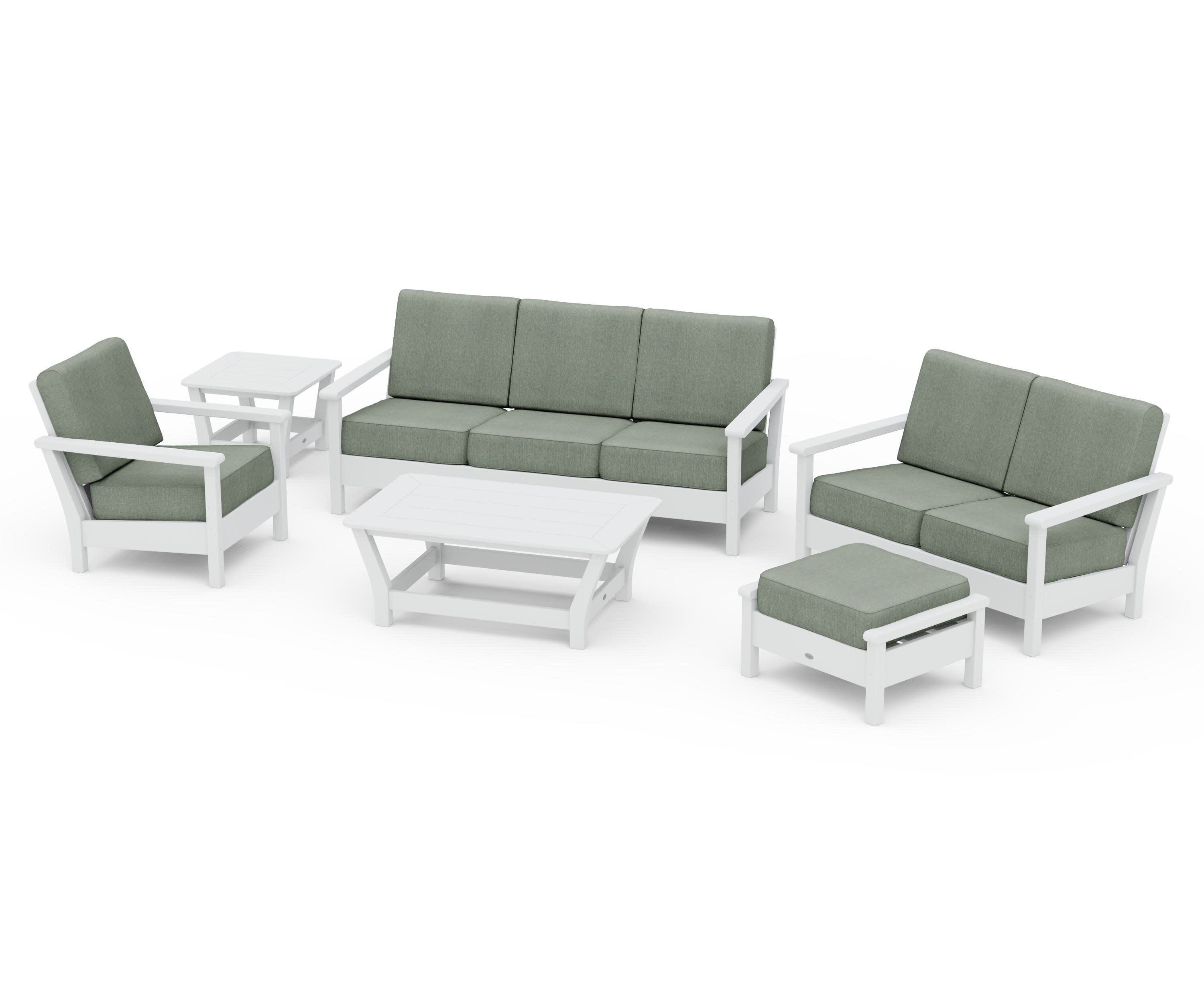 Harbour 6-Piece Outdoor Living Set in White / Cast Sage