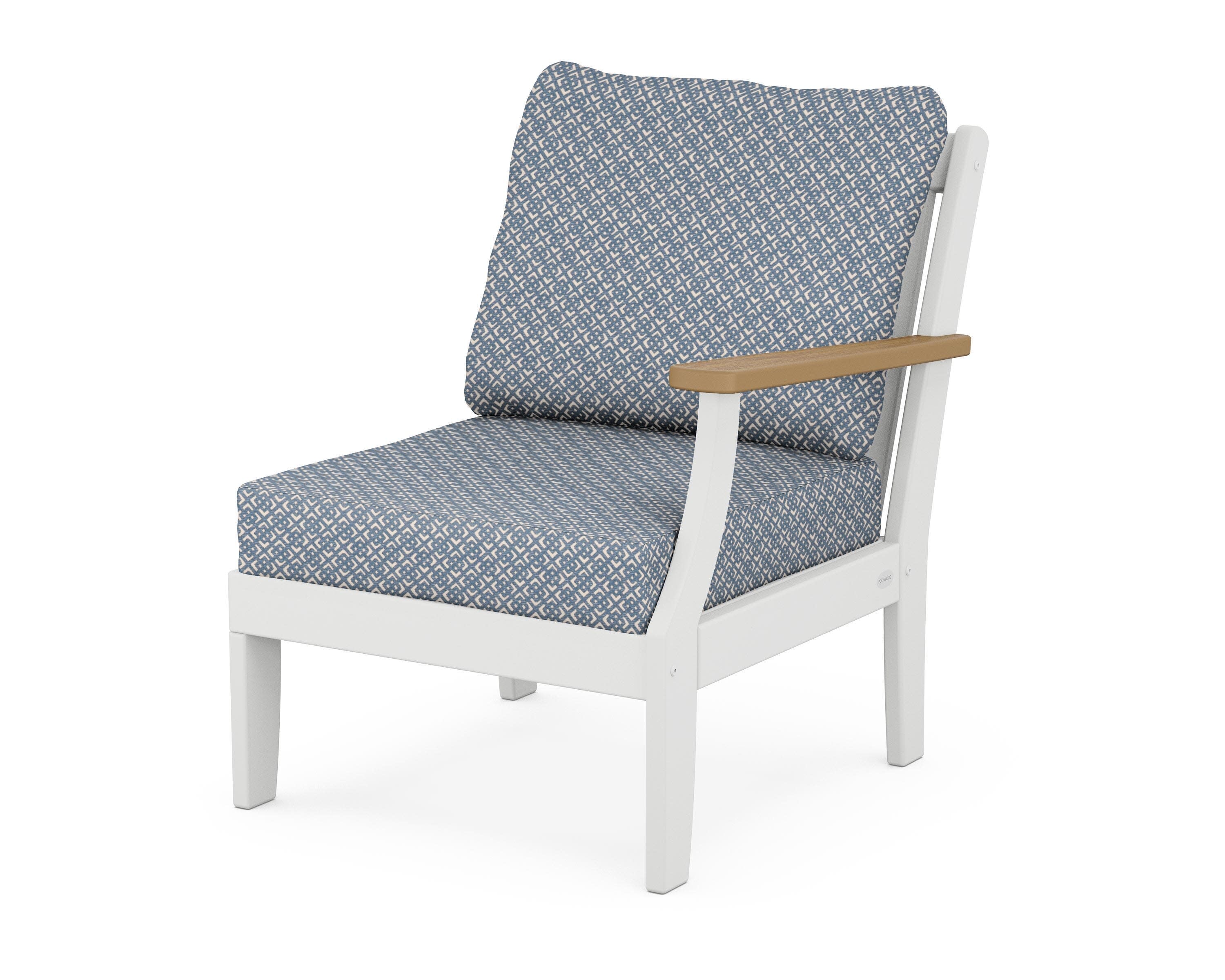 Braxton Modular Right Arm Chair in White / Natural / Hopscotch
