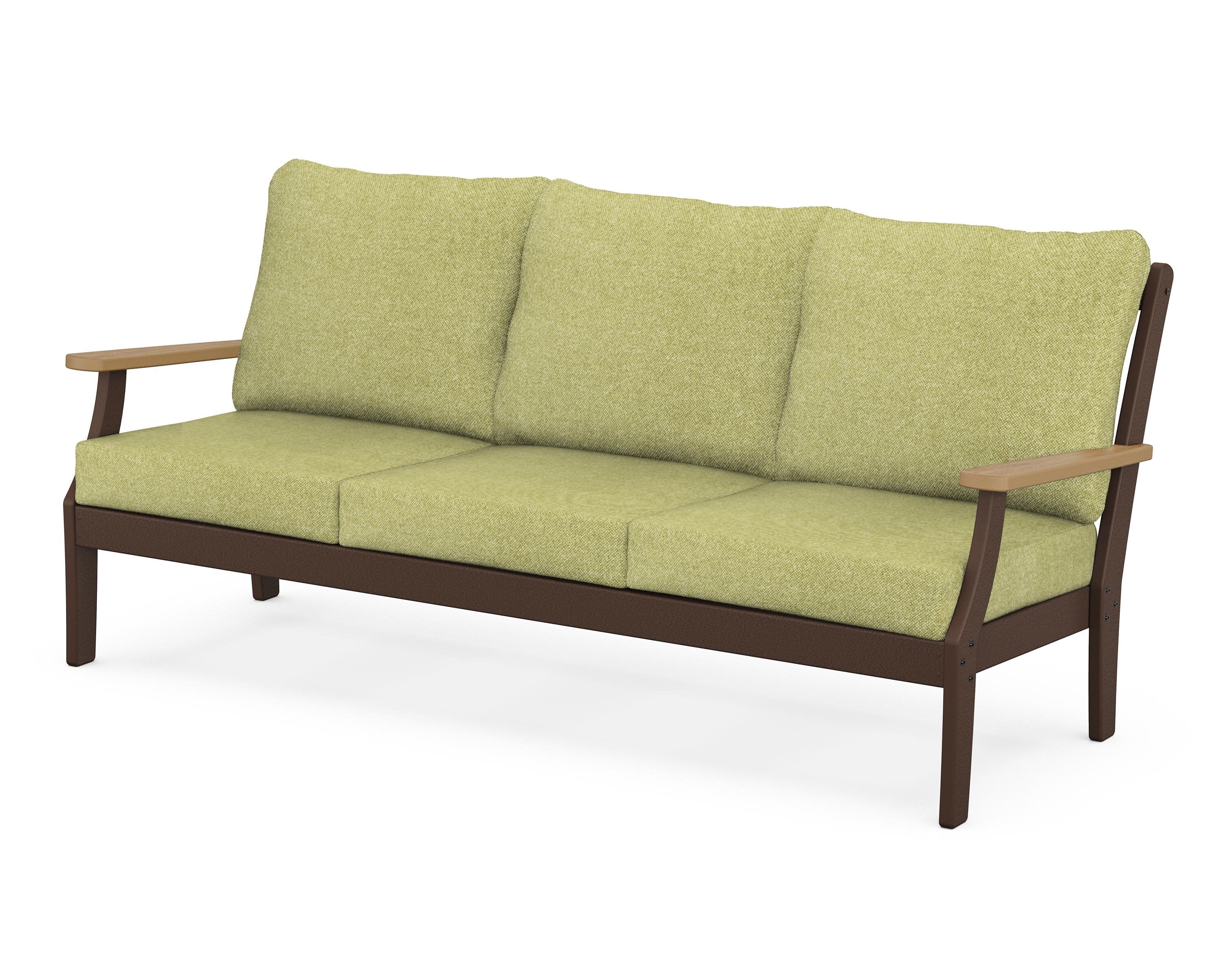 Braxton Deep Seating Sofa in Mahogany / Natural / Chartreuse Boucle