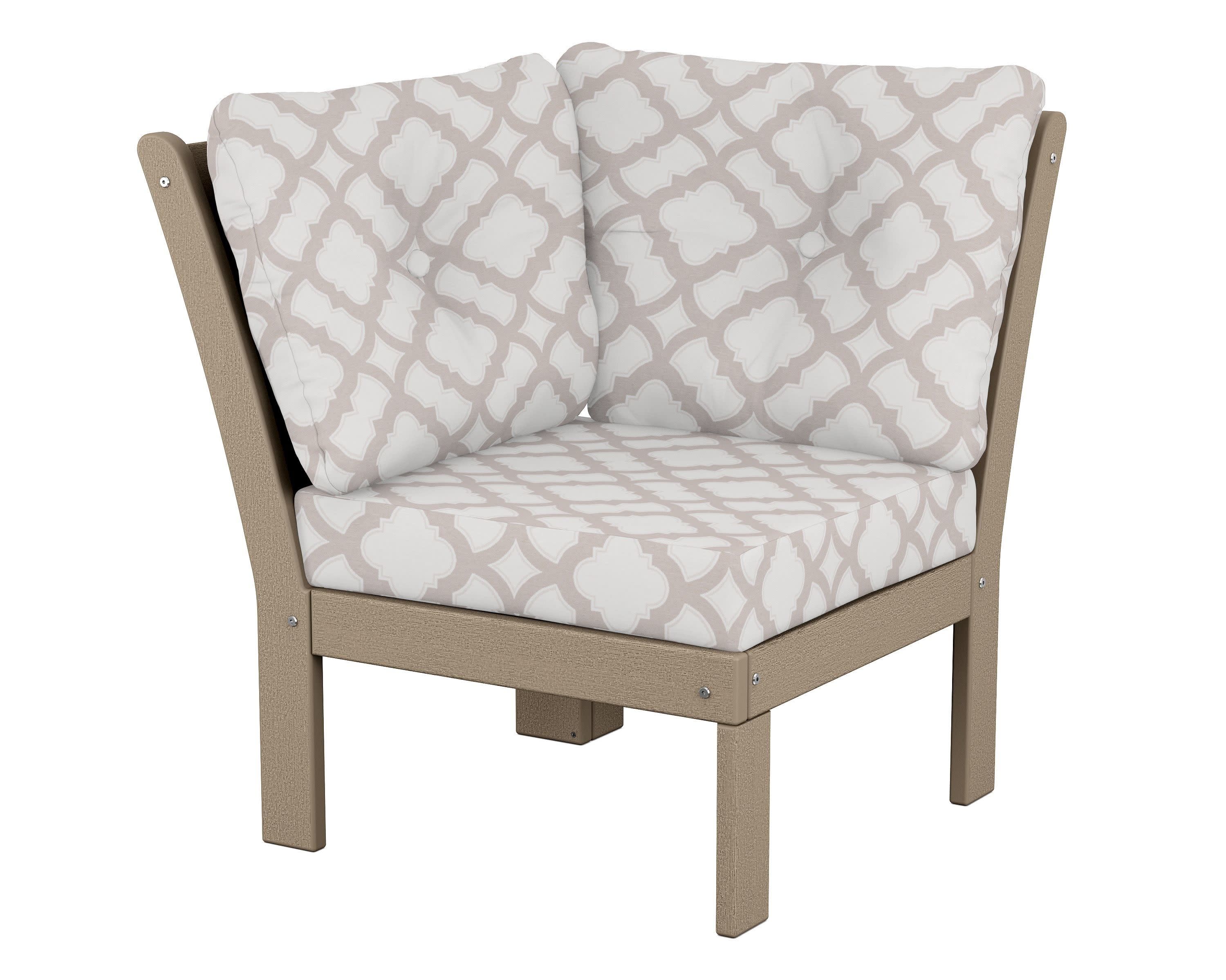 Vineyard Modular Corner Chair in Vintage Sahara / Trellis Dune Burlap