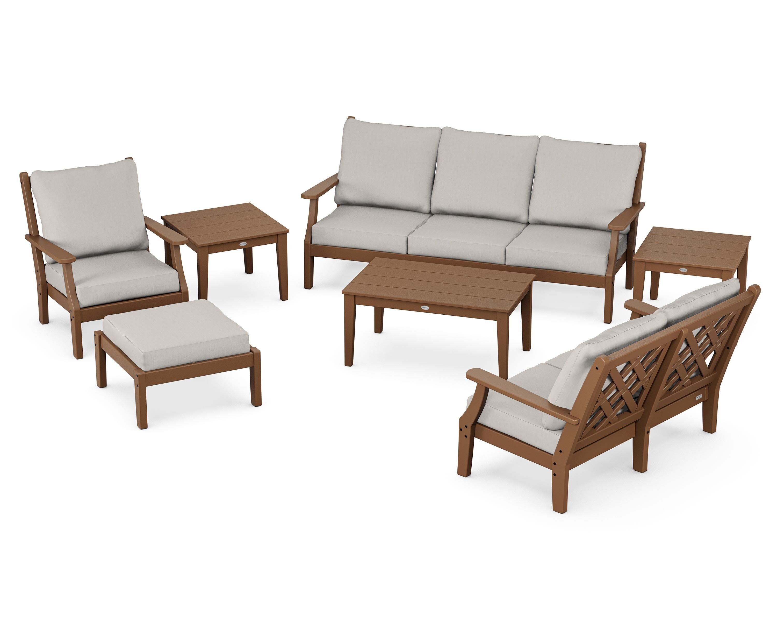 Wovendale 7-Piece Deep Seating Set in Teak / Cast Ash