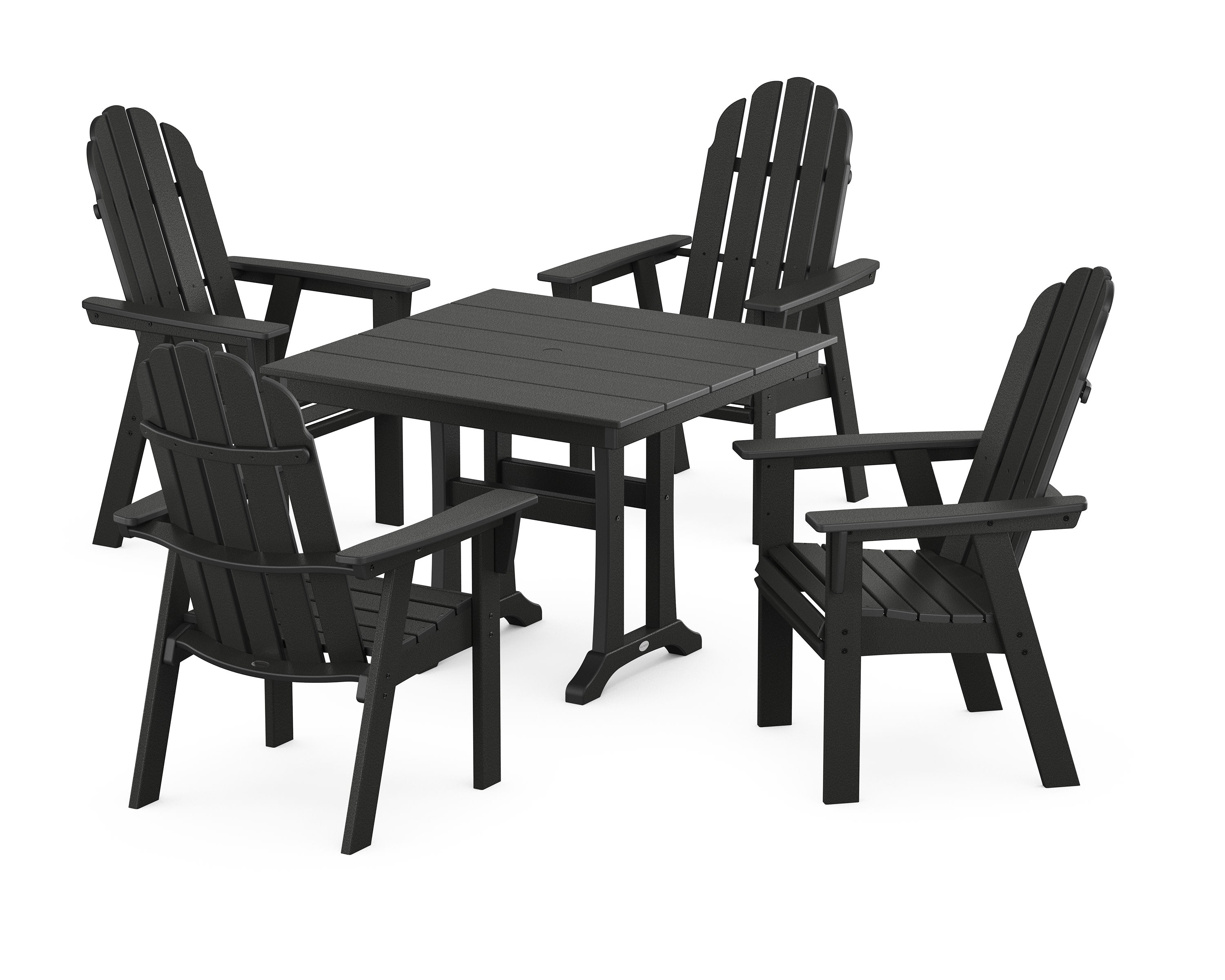 Vineyard Adirondack 5-Piece Farmhouse Dining Set With Trestle Legs in Black