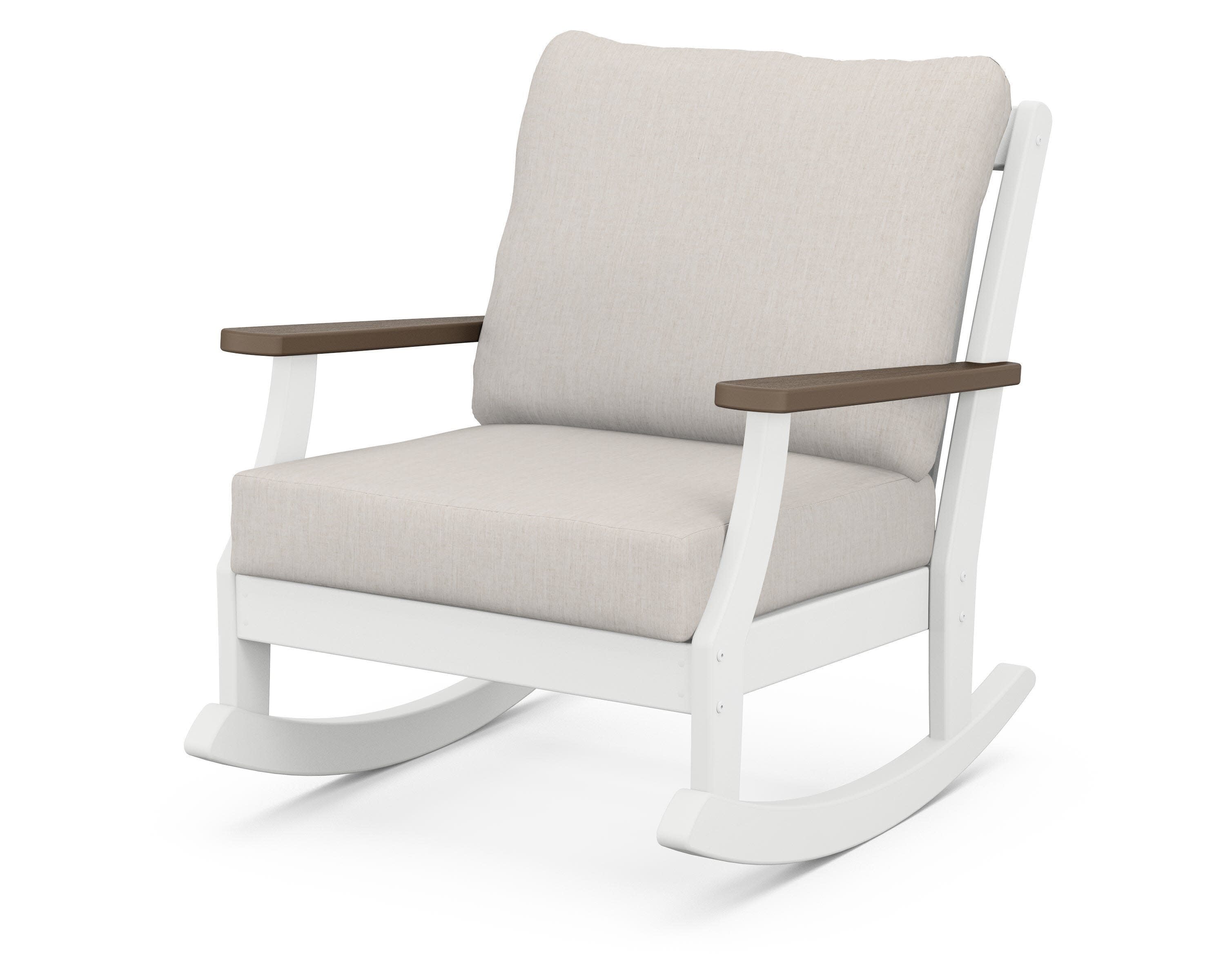 Braxton Deep Seating Rocking Chair in White / Kona / Cast Ash